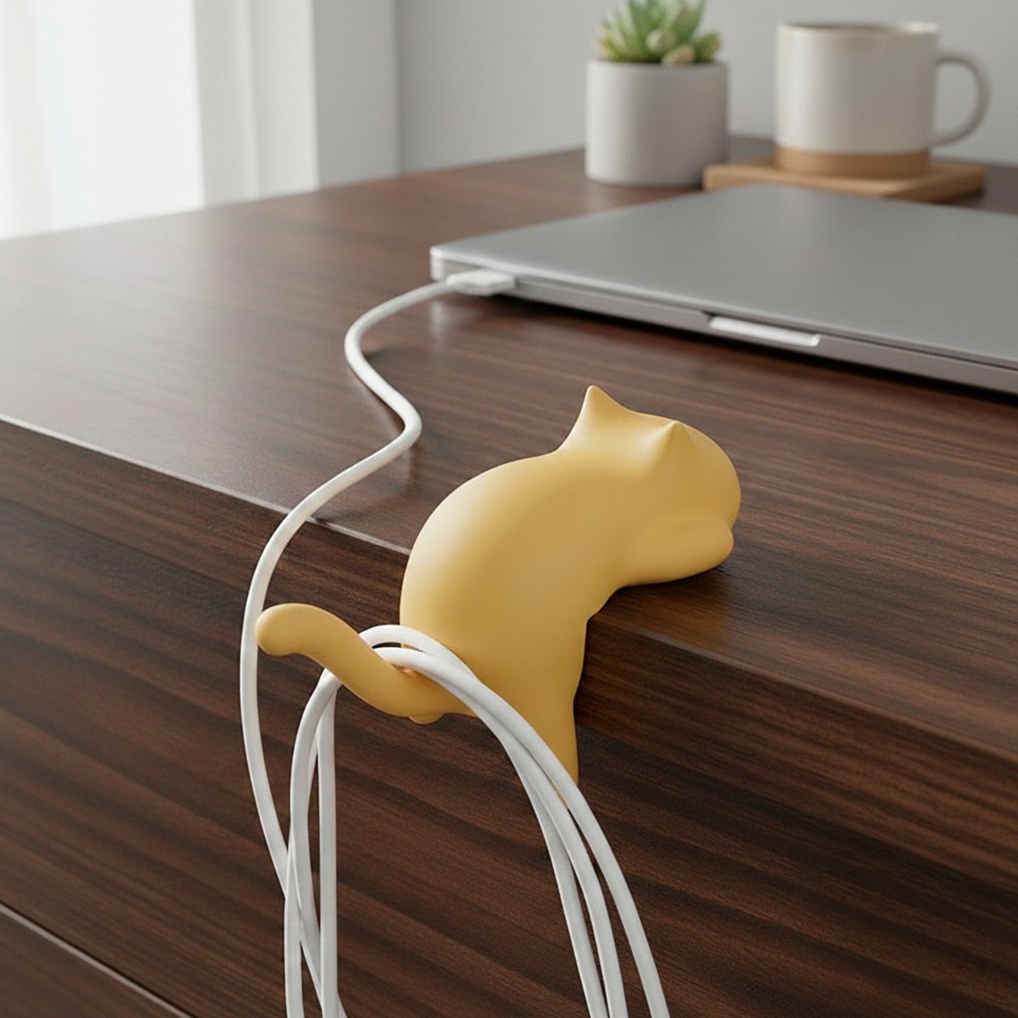 Anna-Kaci 3-Piece Desk Edge Bag Hook with Cat-Shaped Design and Protective Non-Slip Surface