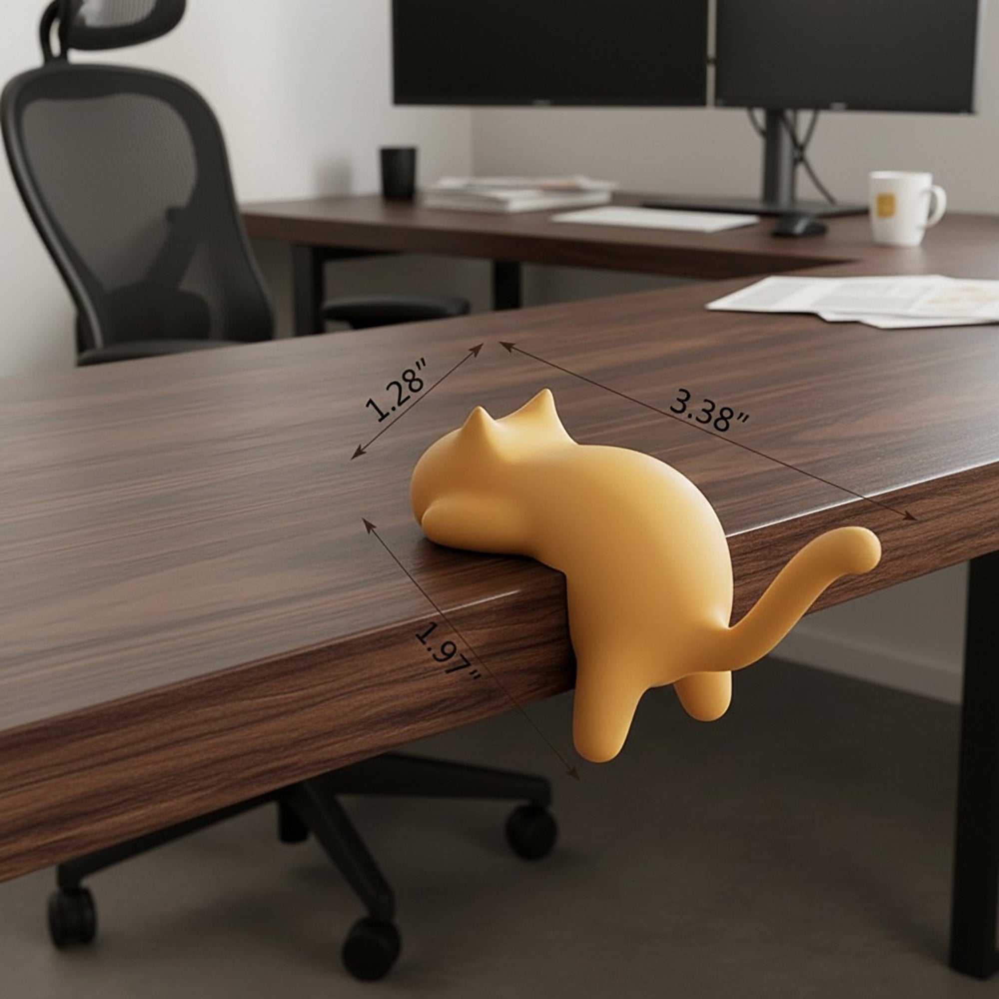 Anna-Kaci 3-Piece Desk Edge Bag Hook with Cat-Shaped Design and Protective Non-Slip Surface