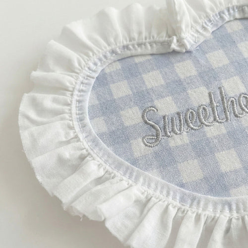 2-PC Heart Shaped Fabric Coaster with Ruffle Trim Table Protector