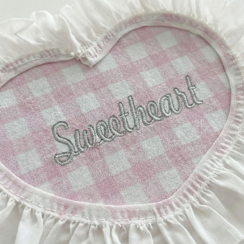 Anna-Kaci 2-PC Heart Shaped Fabric Coaster with Ruffle Trim Table Protector