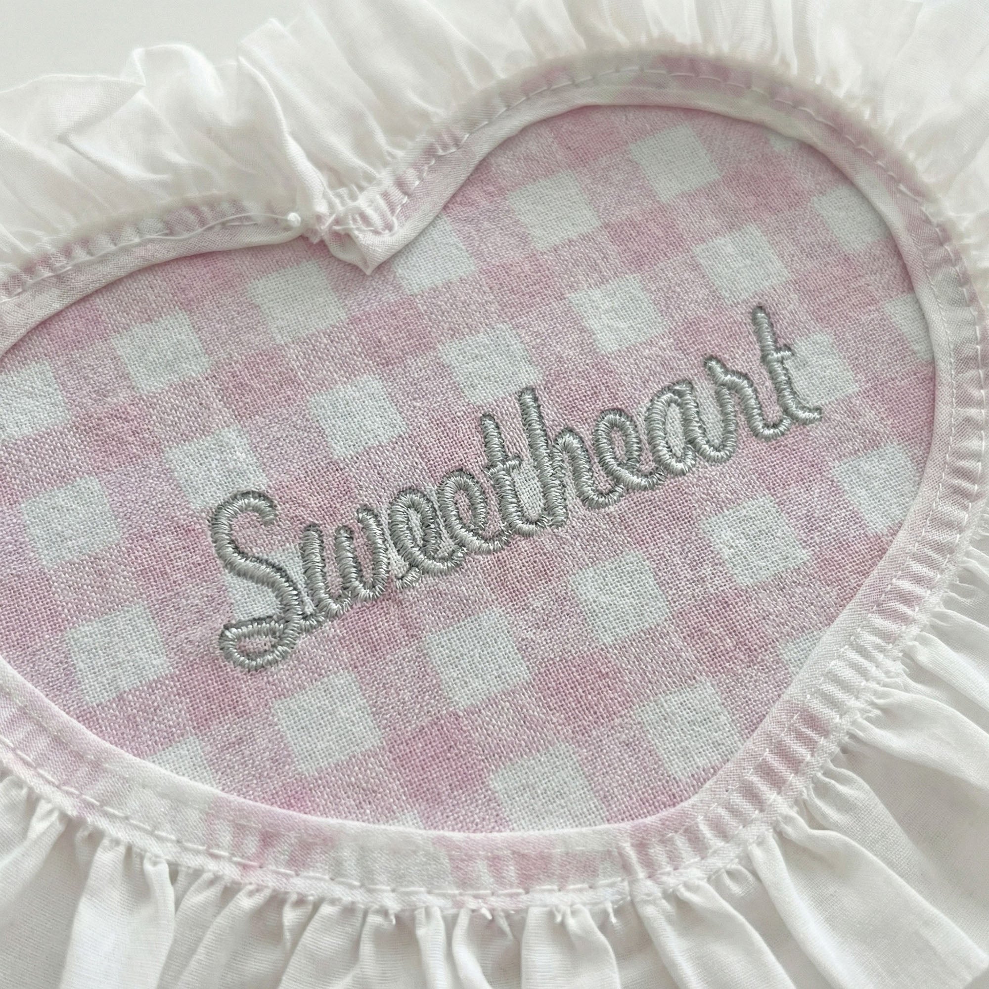Anna-Kaci 2-PC Heart Shaped Fabric Coaster with Ruffle Trim Table Protector