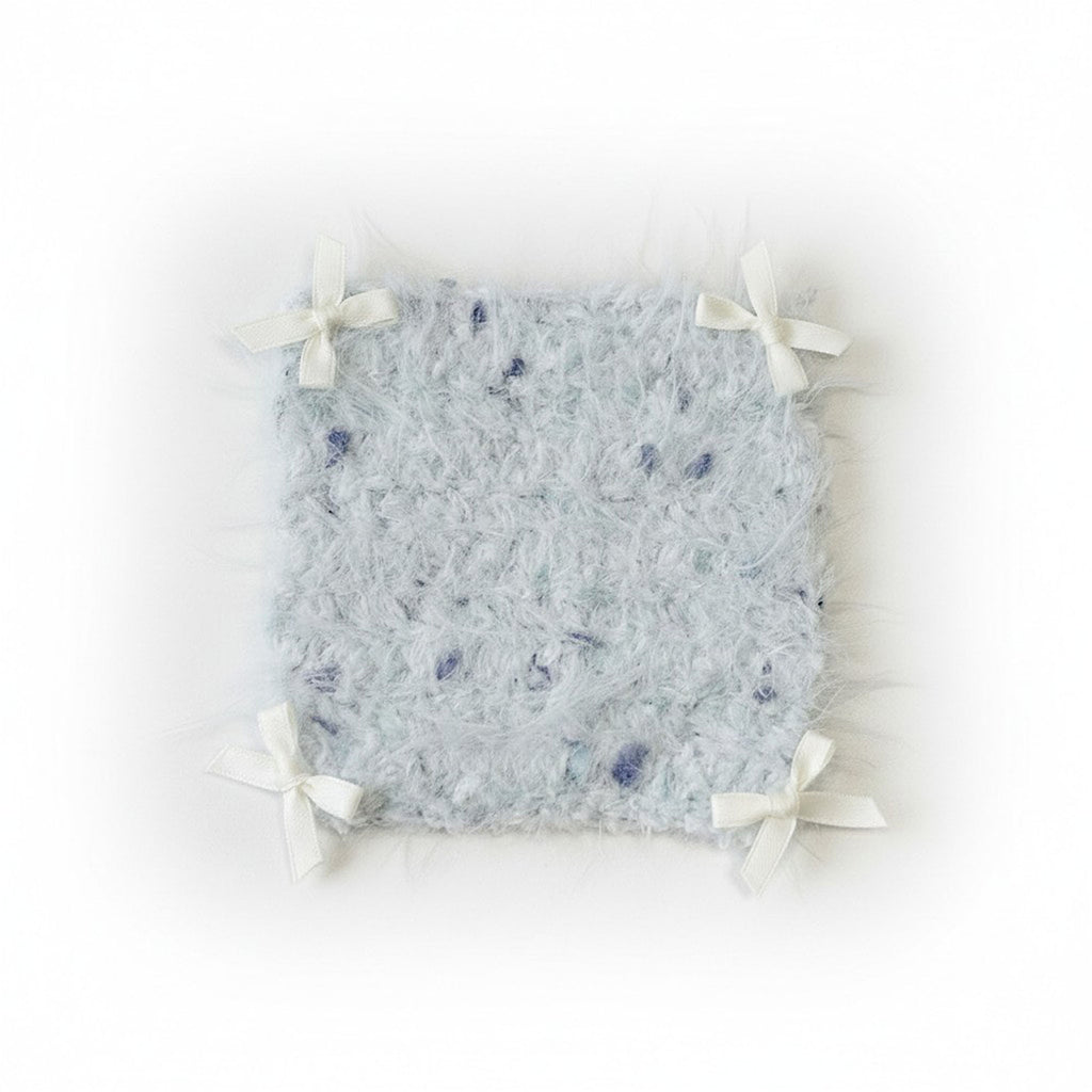 Anna-Kaci Plush Knit Coaster with Bow Corners Soft Table Protector