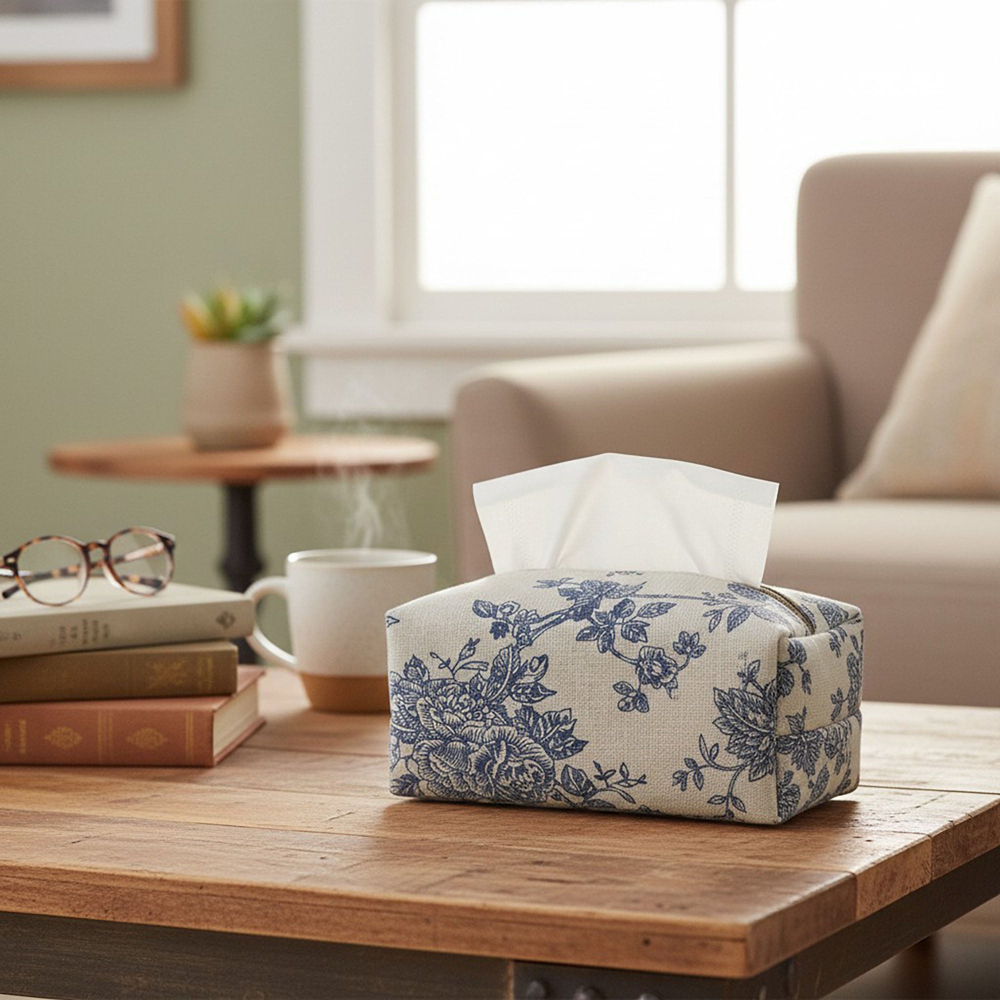 Anna-Kaci Floral Fabric Tissue Holder with Zippered Soft Cover