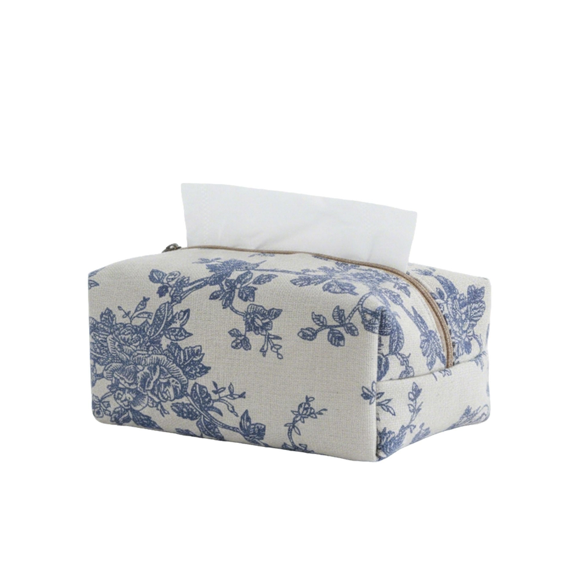 Anna-Kaci Floral Fabric Tissue Holder with Zippered Soft Cover