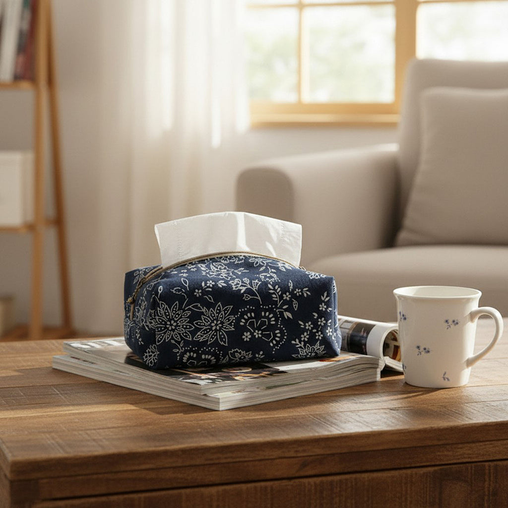 Anna-Kaci Floral Fabric Tissue Holder with Zippered Soft Cover