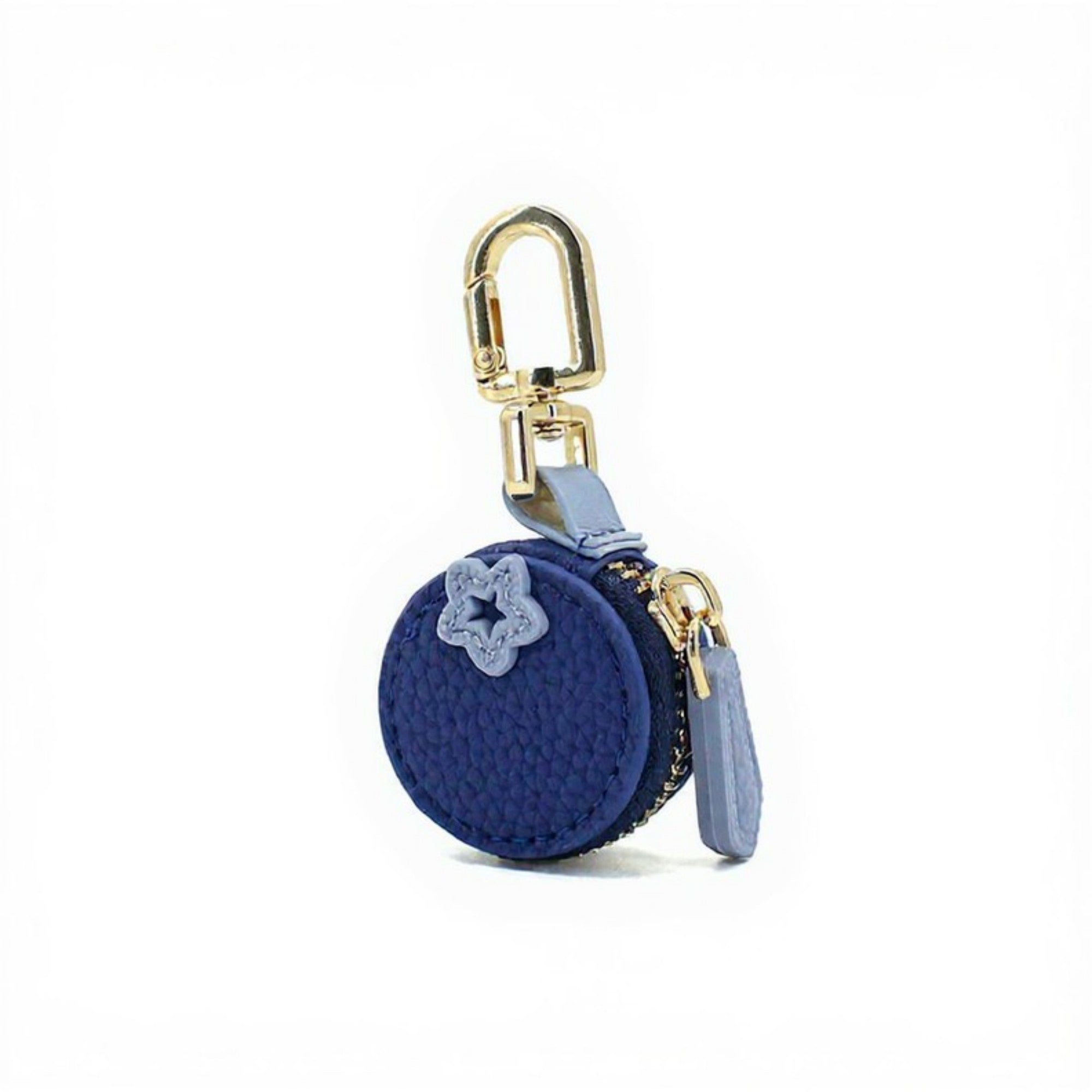 Anna-Kaci Mini Round Coin Pouch Keychain with Zipper Closure and Clip Attachment