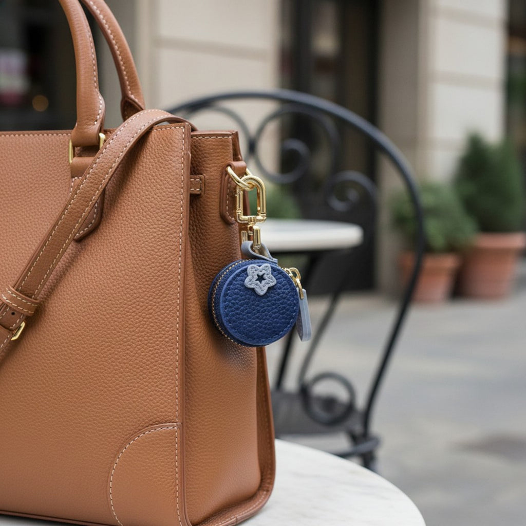 Anna-Kaci Mini Round Coin Pouch Keychain with Zipper Closure and Clip Attachment