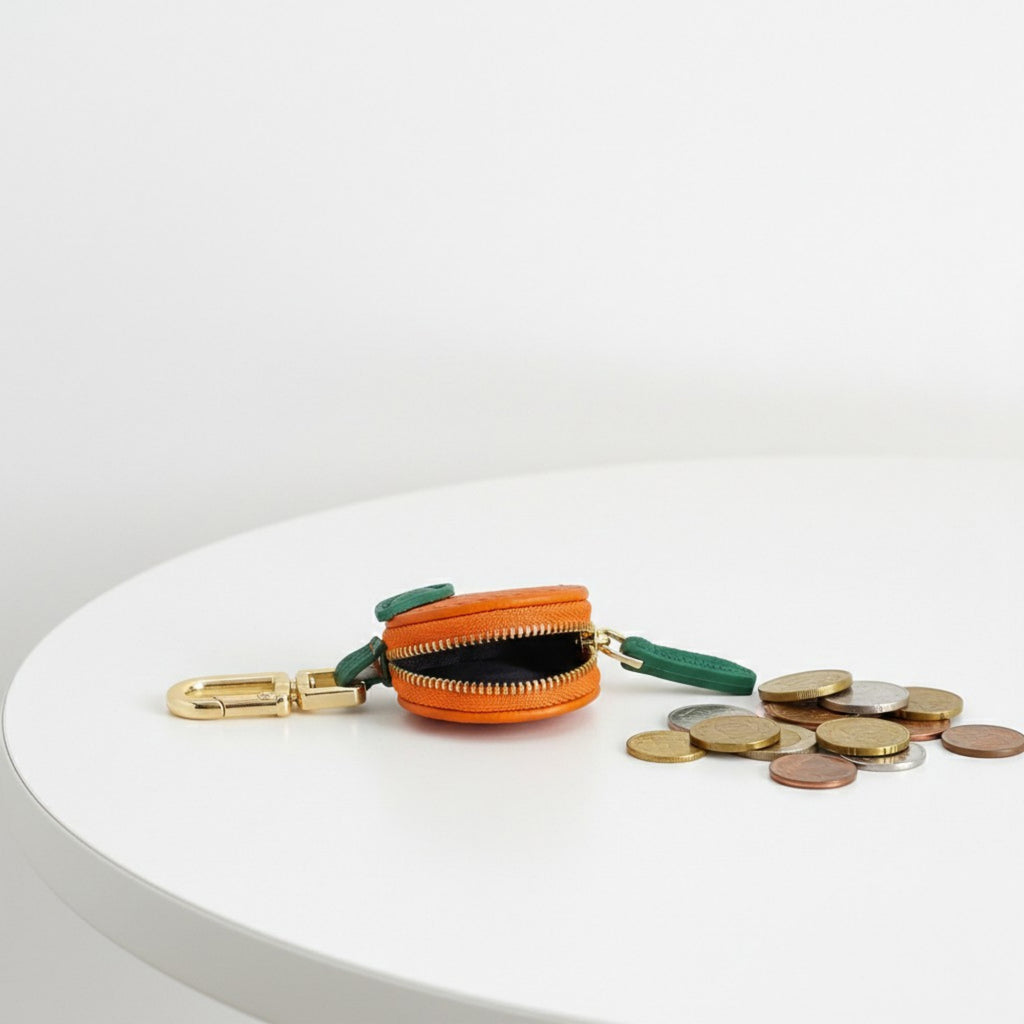 Anna-Kaci Mini Round Coin Pouch Keychain with Zipper Closure and Clip Attachment