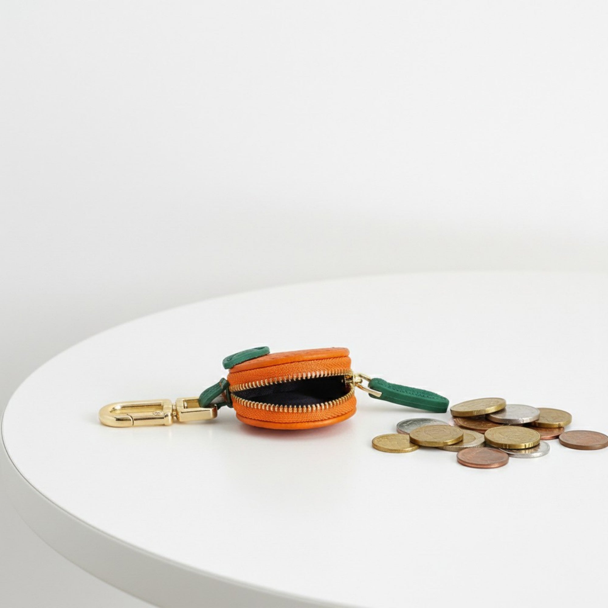 Anna-Kaci Mini Round Coin Pouch Keychain with Zipper Closure and Clip Attachment