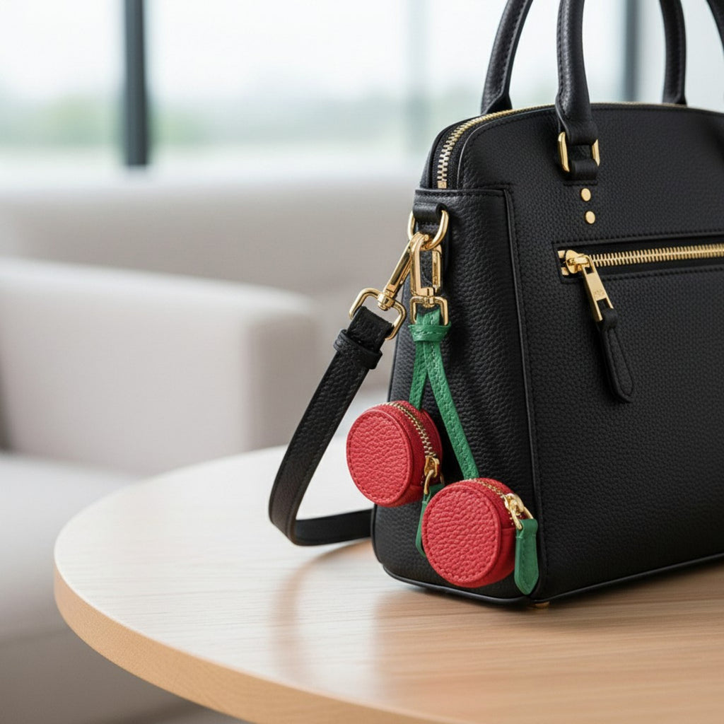 Anna-Kaci Mini Round Coin Pouch Keychain with Zipper Closure and Clip Attachment