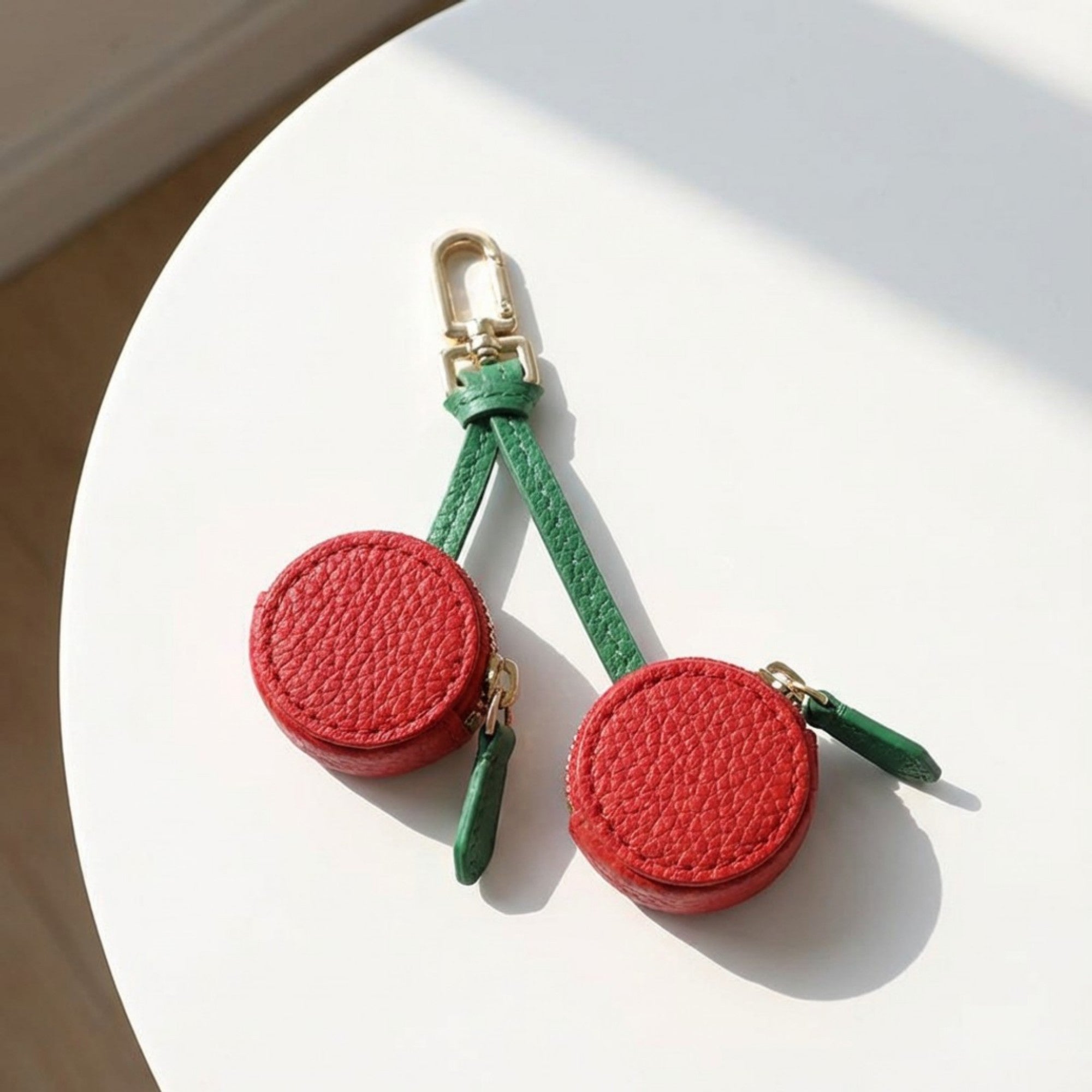 Anna-Kaci Mini Round Coin Pouch Keychain with Zipper Closure and Clip Attachment