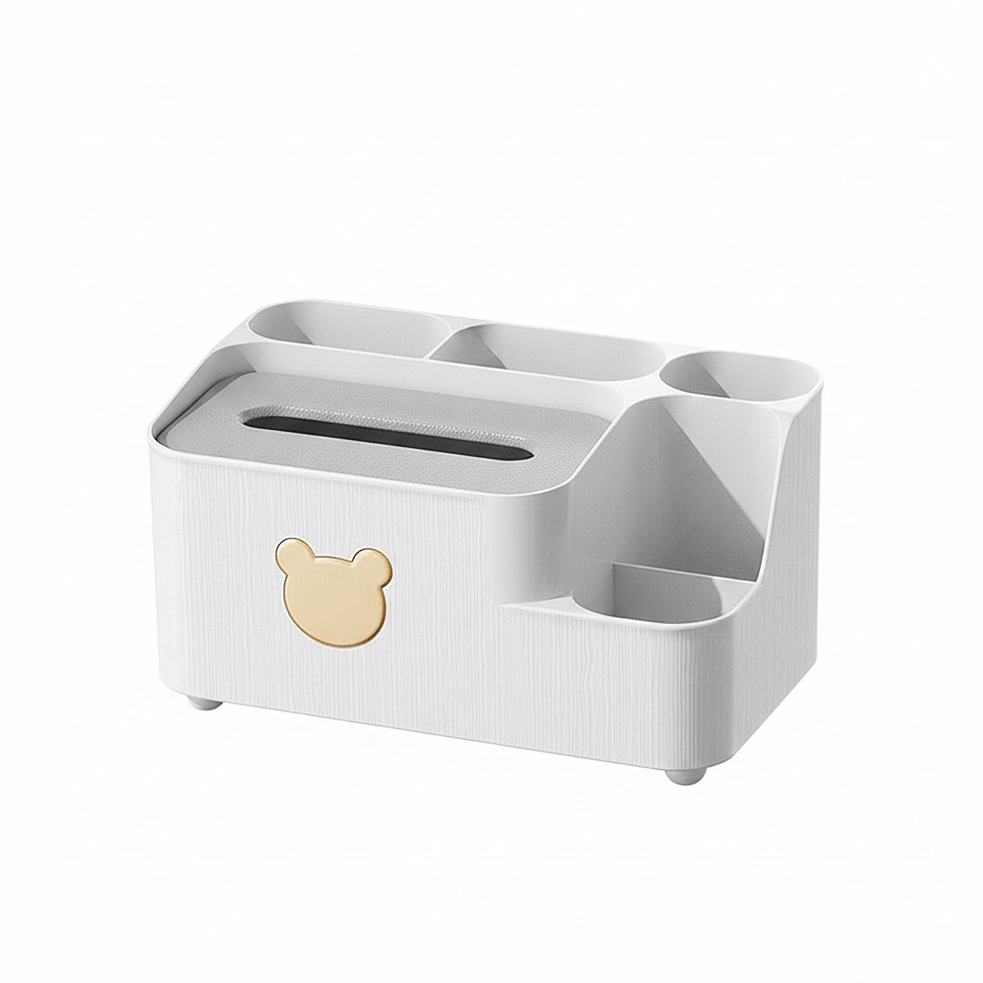 Anna-Kaci Multi-Compartment Plastic Tissue Box Organizer with Side Storage