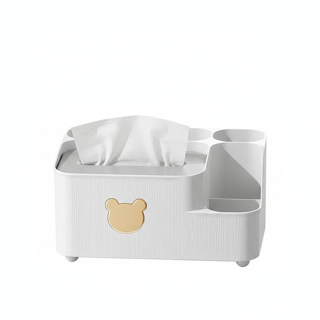 Anna-Kaci Multi-Compartment Plastic Tissue Box Organizer with Side Storage