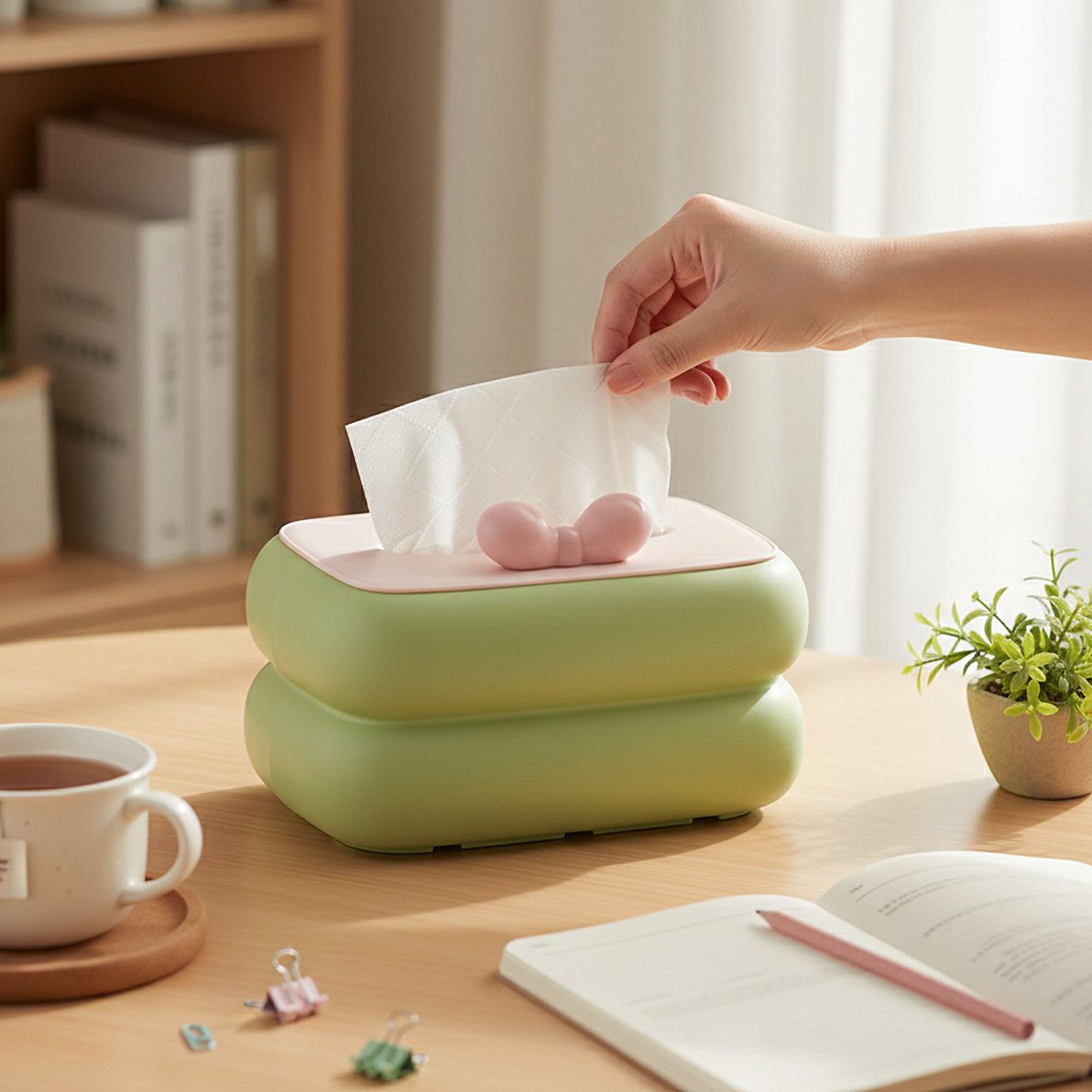Anna-Kaci Decorative Soft Touch Tissue Box Cover with Rounded Design