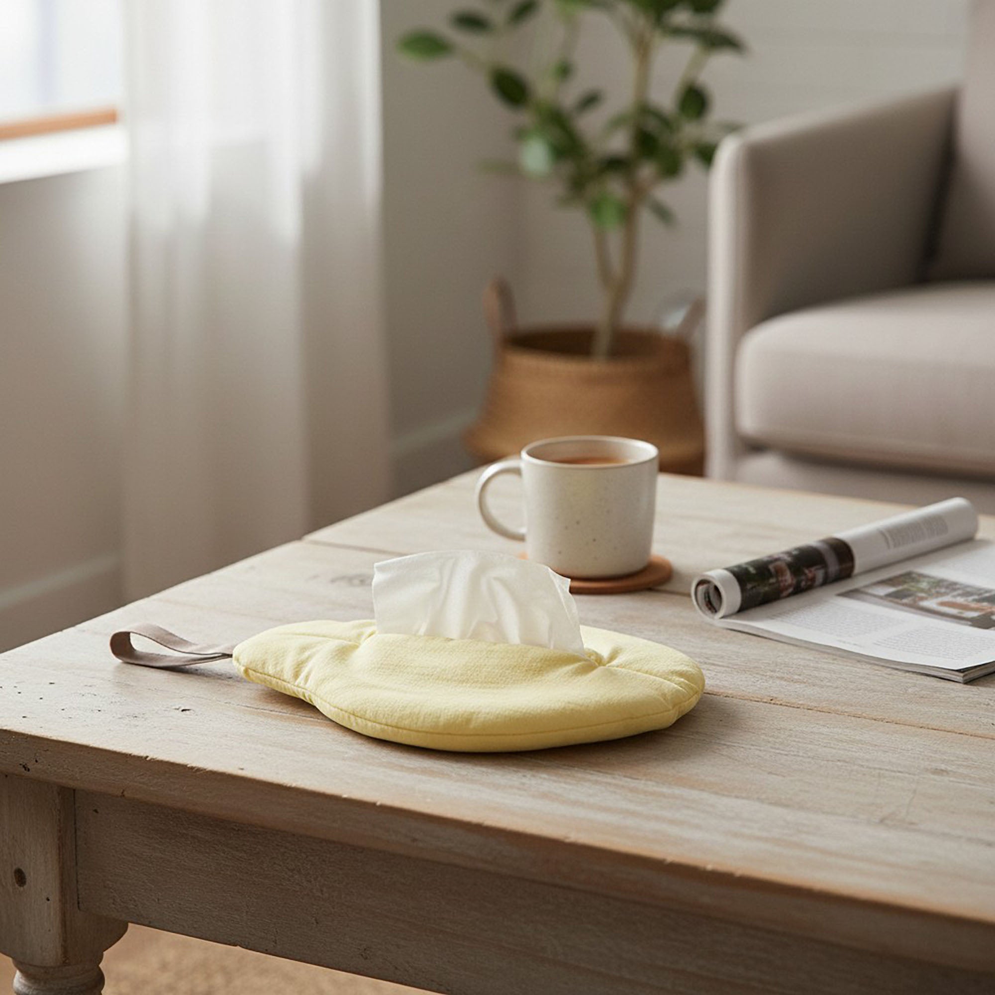 Anna-Kaci Decorative Pear Shaped Fabric Tissue Holder with Hanging Loop