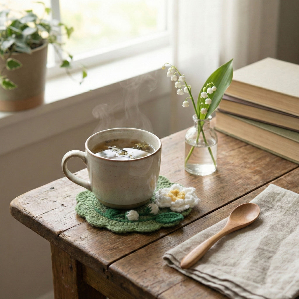 Anna-Kaci Crochet Flower Coaster Handmade Knit Table Protector