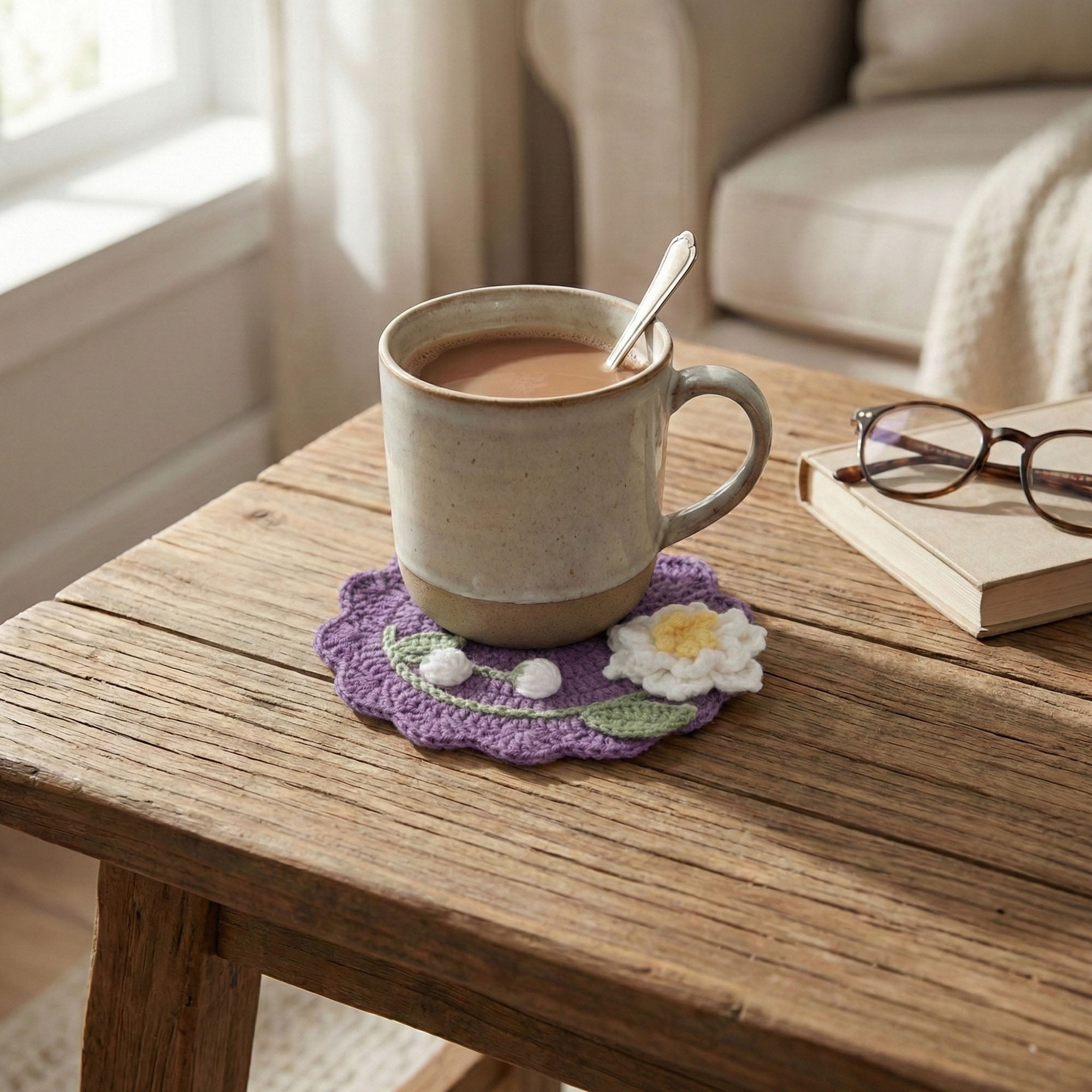 Anna-Kaci Crochet Flower Coaster Handmade Knit Table Protector