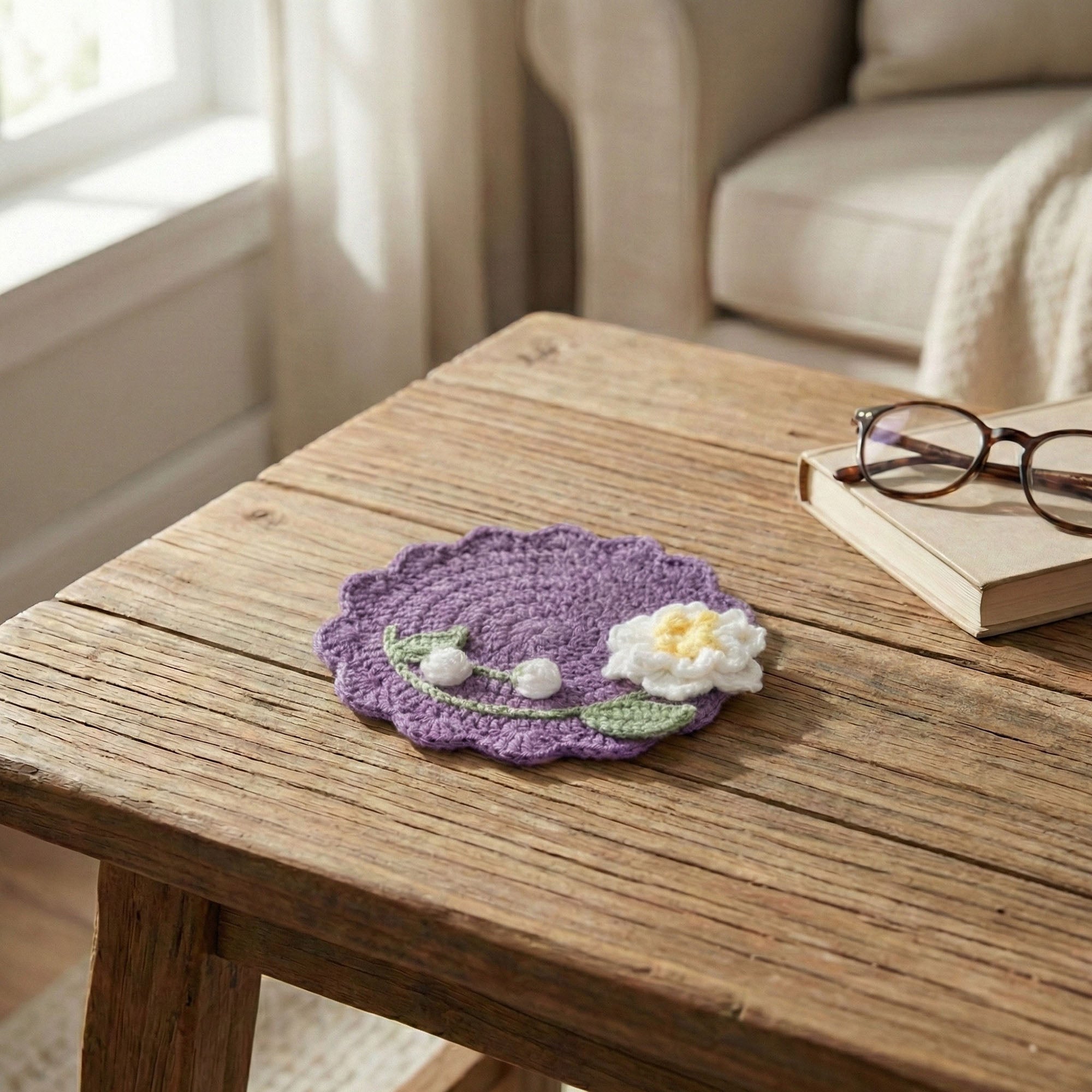 Anna-Kaci Crochet Flower Coaster Handmade Knit Table Protector