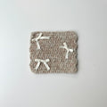Anna-Kaci Knit Coaster with Ribbon Bow Accents Soft Table Protector