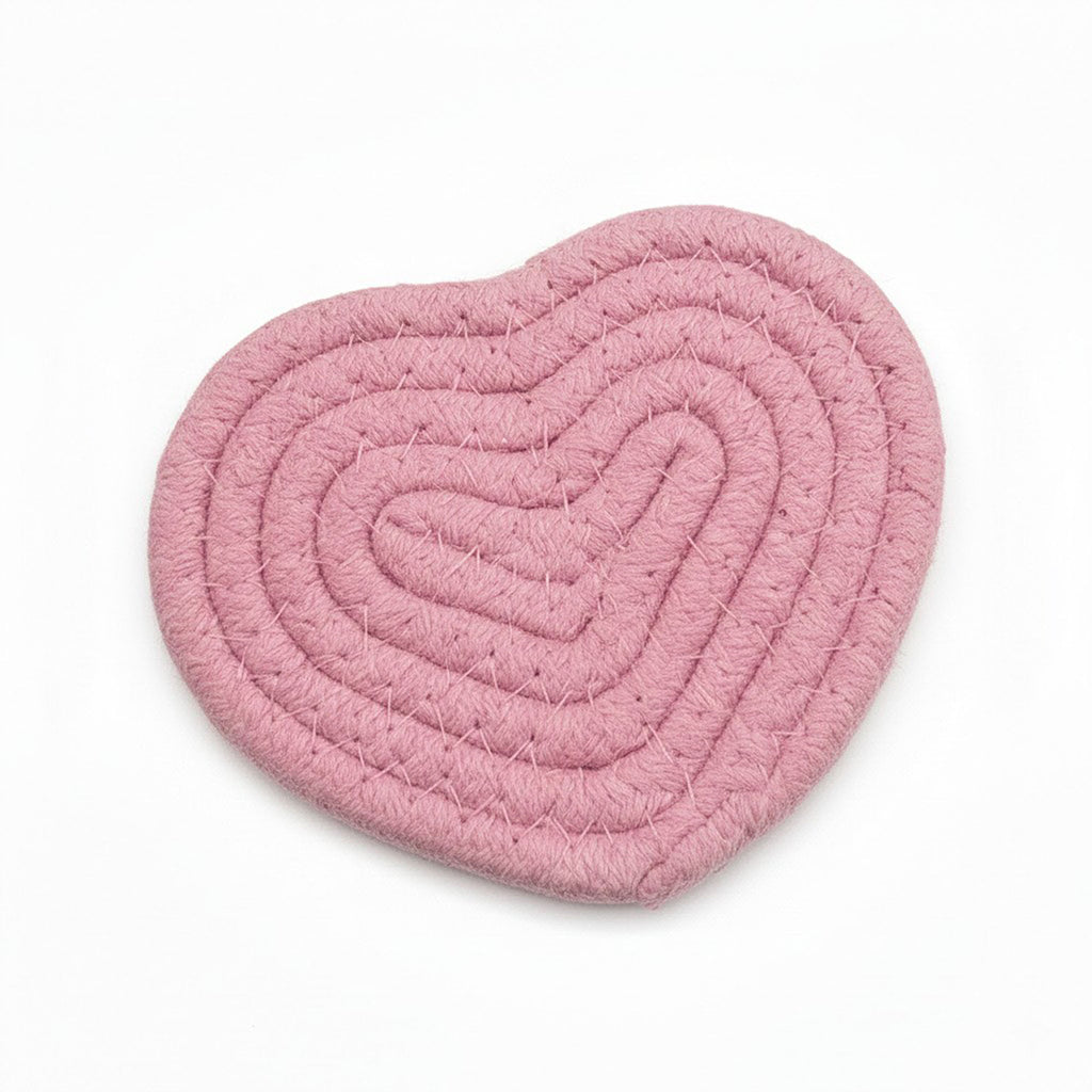 Anna-Kaci 8-PC Heart Shaped Braided Coaster Set Soft Table Protectors