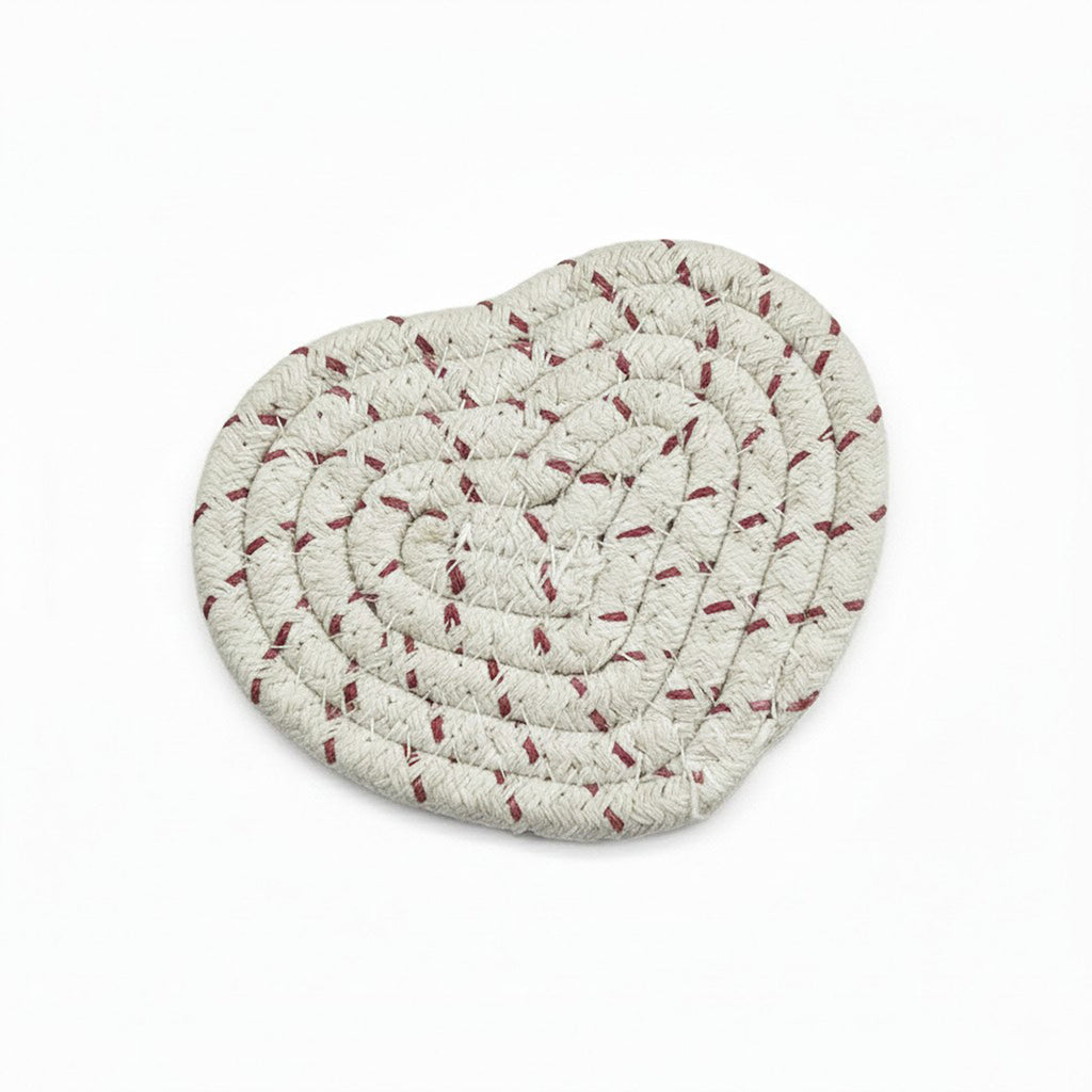 Anna-Kaci 8-PC Heart Shaped Braided Coaster Set Soft Table Protectors