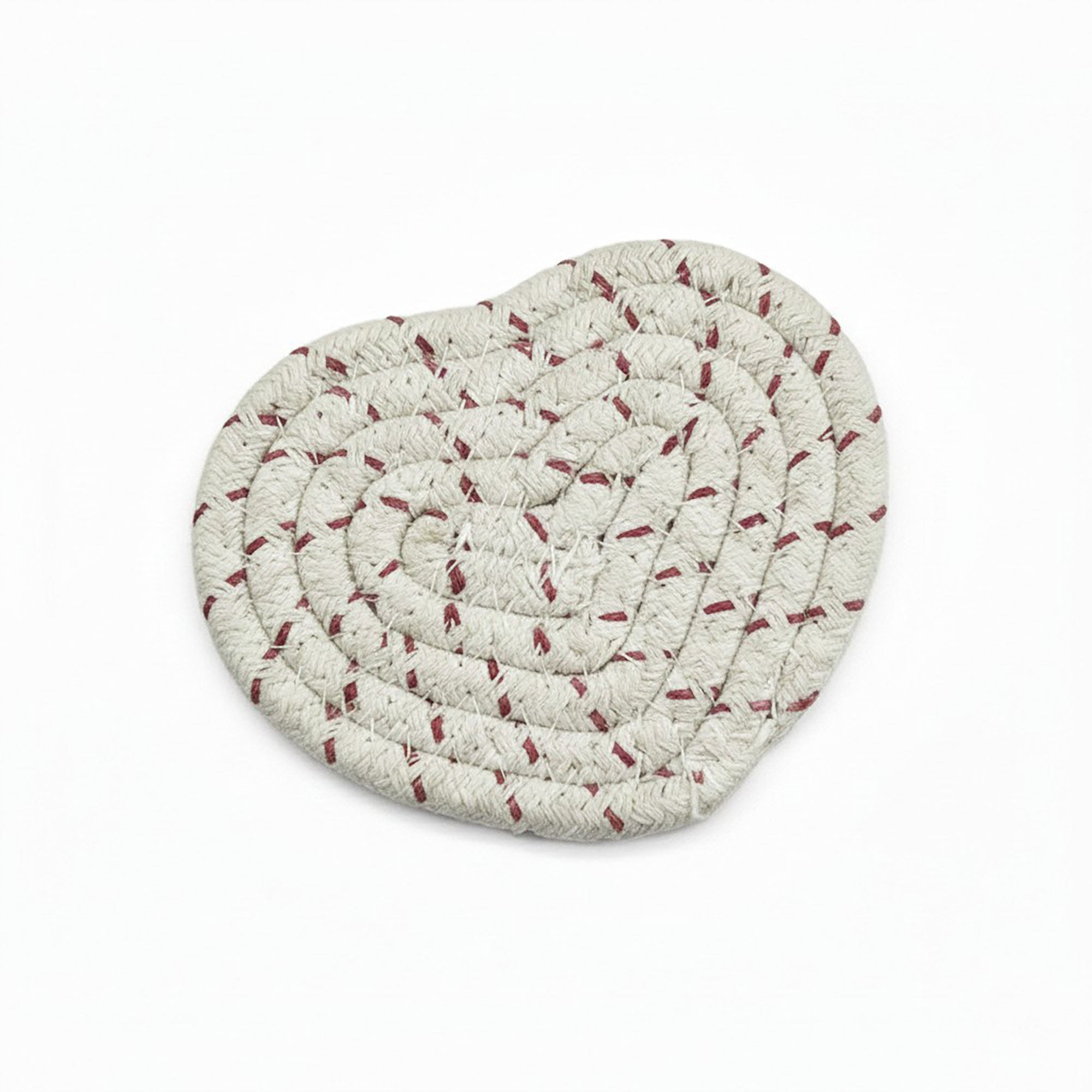 Anna-Kaci 8-PC Heart Shaped Braided Coaster Set Soft Table Protectors