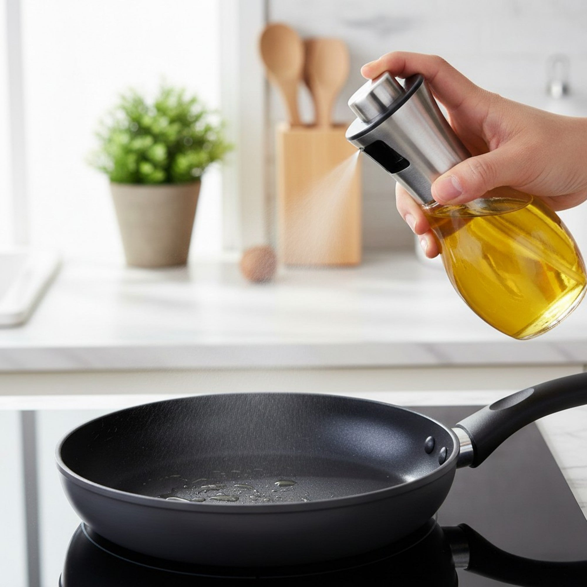 Anna-Kaci Oil Sprayer Bottle for Cooking with Fine Mist Spray Pump and Glass Container