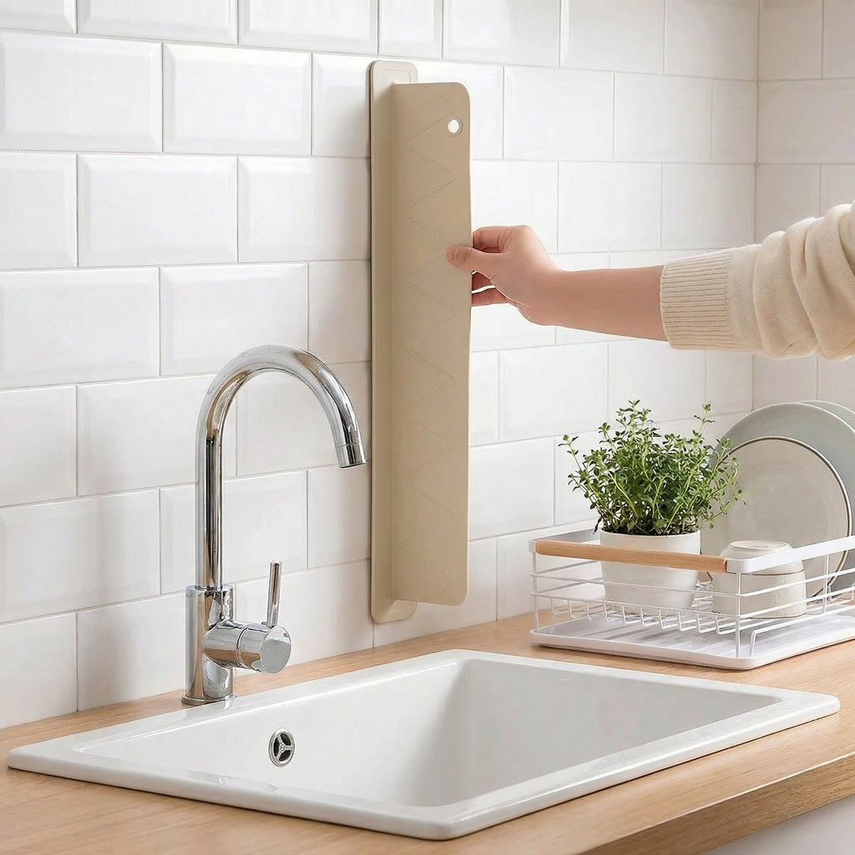 Splash Guard Counter Anna-Kaci 2-PC Kitchen Sink Splash Guard Silicone Water Barrier for Fa