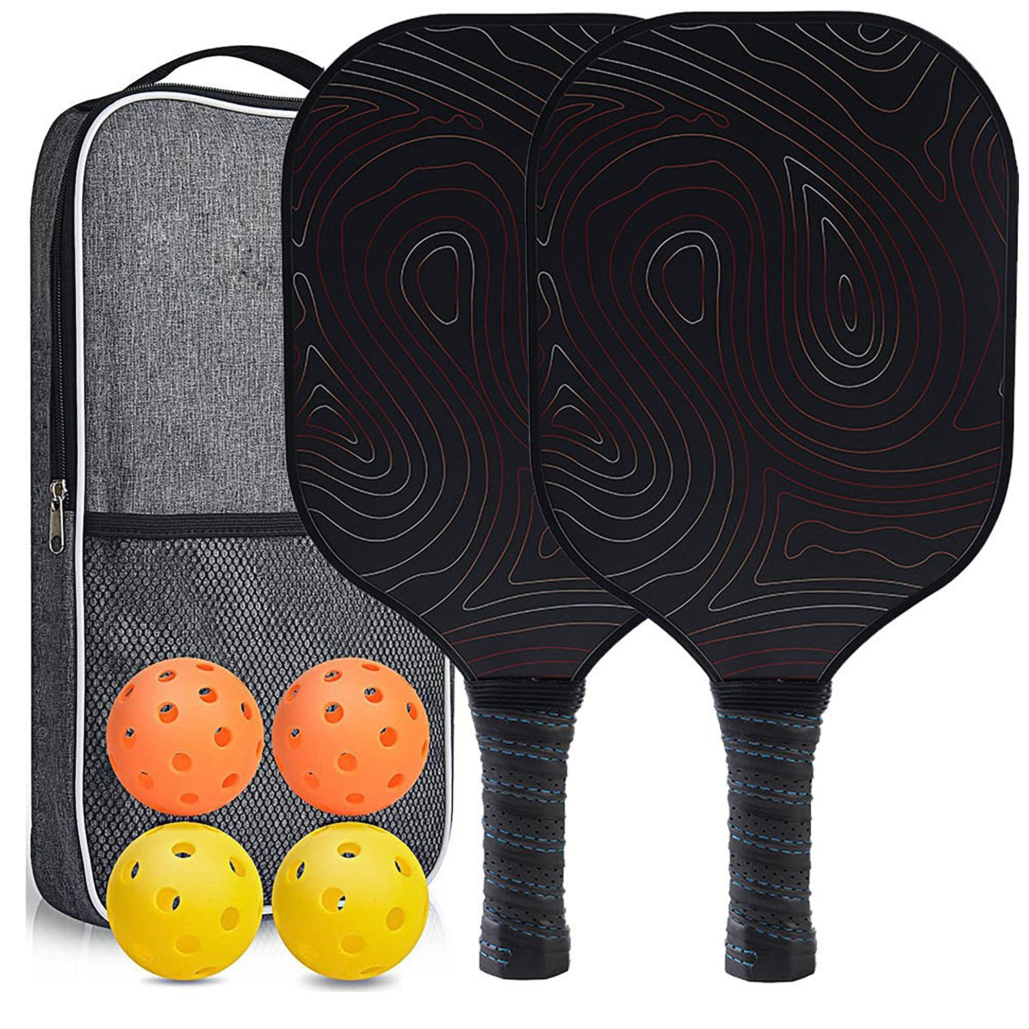 Anna-Kaci Pickleball Paddle Set with 2 Rackets 4 Balls and Carry Bag