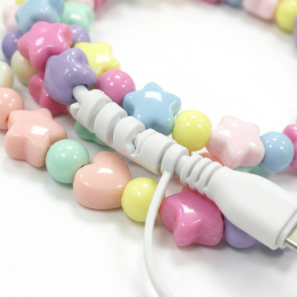 Anna-Kaci Colorful Beaded USB Charging Cable 4 in 1 Fast Charge Type C Lightning Micro USB Cute Cord