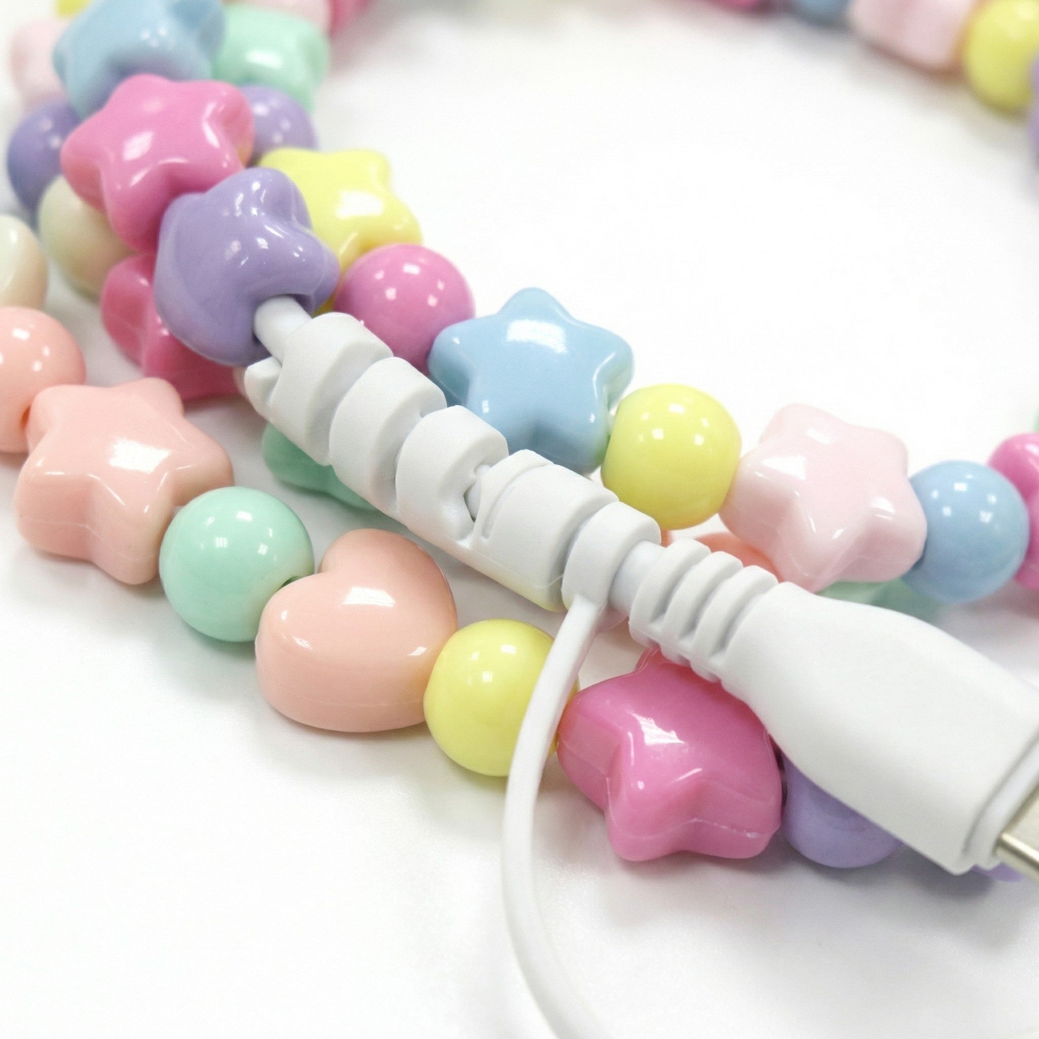 Anna-Kaci Colorful Beaded USB Charging Cable 4 in 1 Fast Charge Type C Lightning Micro USB Cute Cord