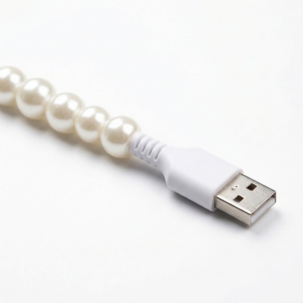 Anna-Kaci Beaded USB Charging Cable 2 in 1 Type C Lightning Cute Pearl Phone Cord