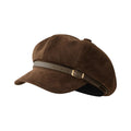 Anna-Kaci Women's Suede-Look Baker Boy Newsboy Cap with Adjustable Buckle Strap Vintage Soft Fall Hat