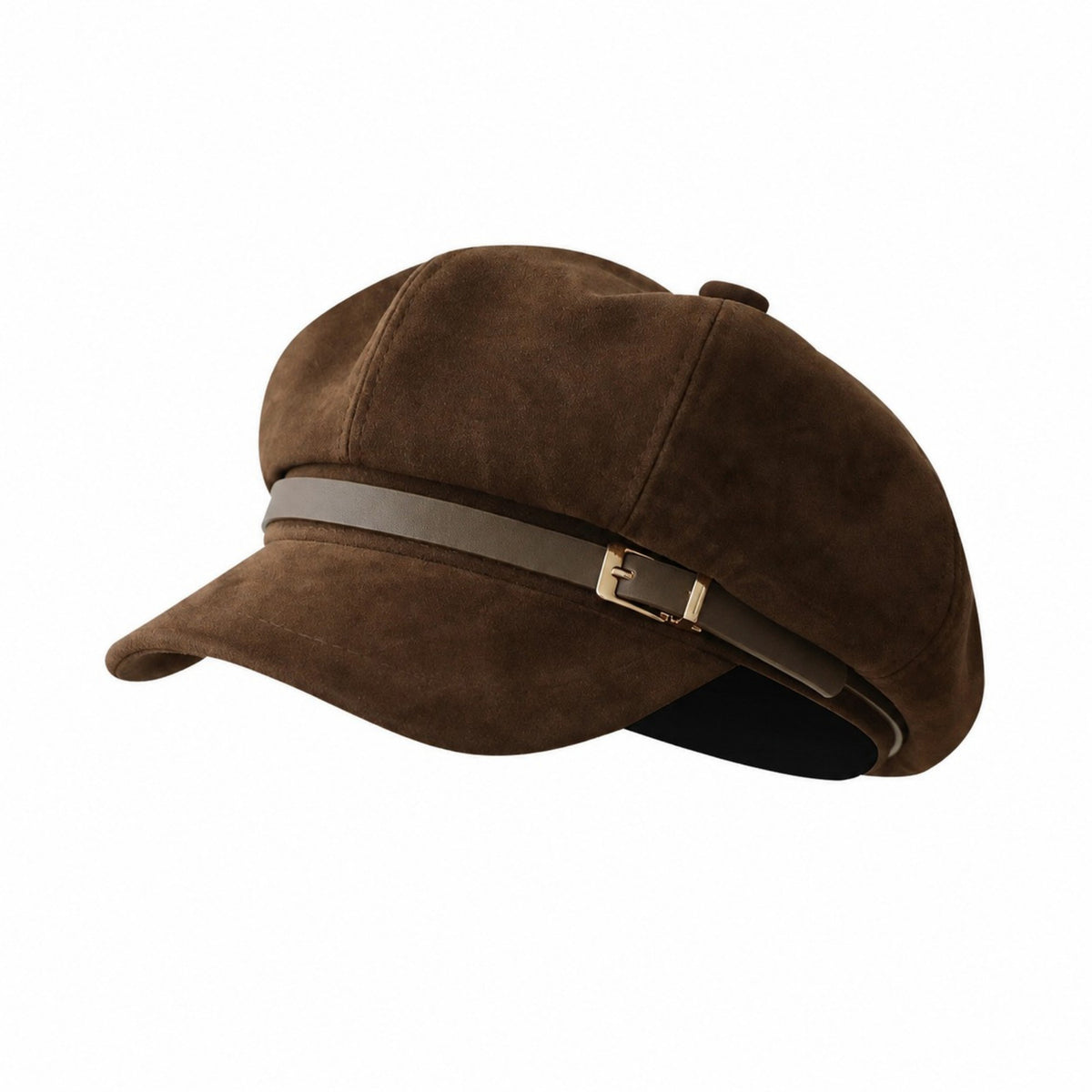 Women's Suede-Look Baker Boy Newsboy Cap with Adjustable Buckle Strap Vintage Soft Fall Hat