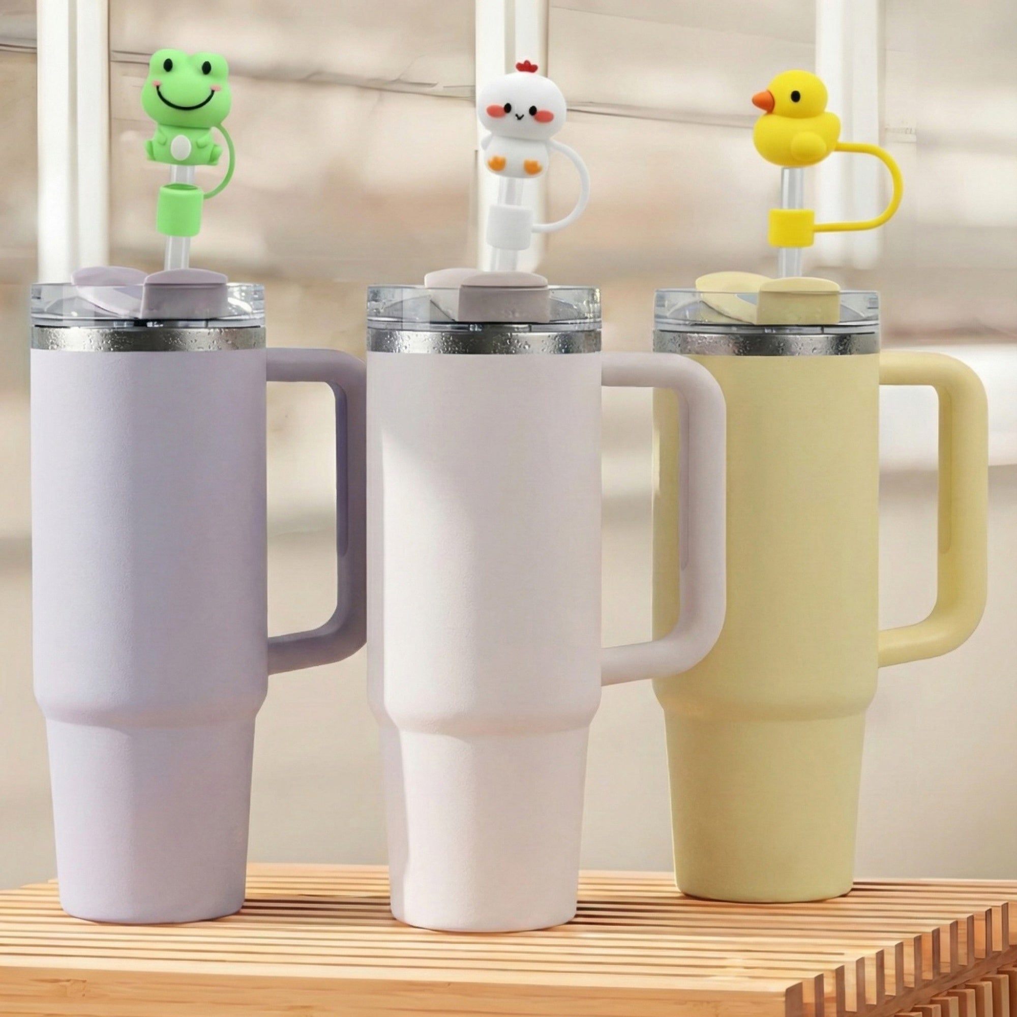 Anna-Kaci Animal Straw Cover Set 5 Pack Cute Silicone Tumbler Straw Caps Reusable Decorative Drink Accessories