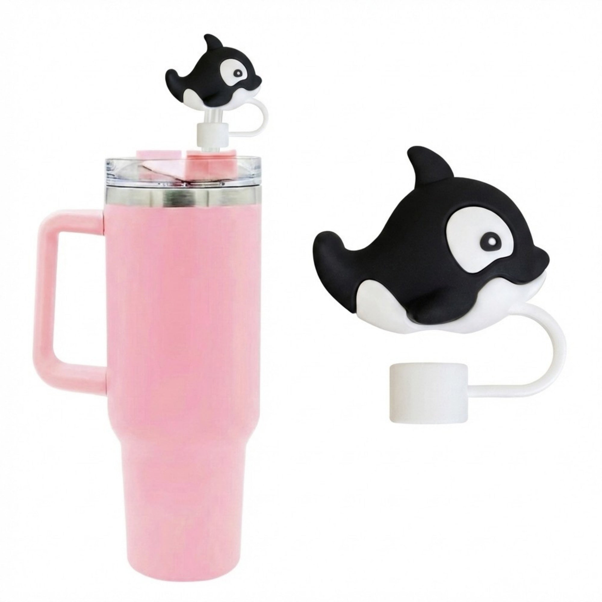 Anna-Kaci Whale Straw Cover Set 5 Pack Silicone Tumbler Straw Cap Reusable Decorative Drink Accessories