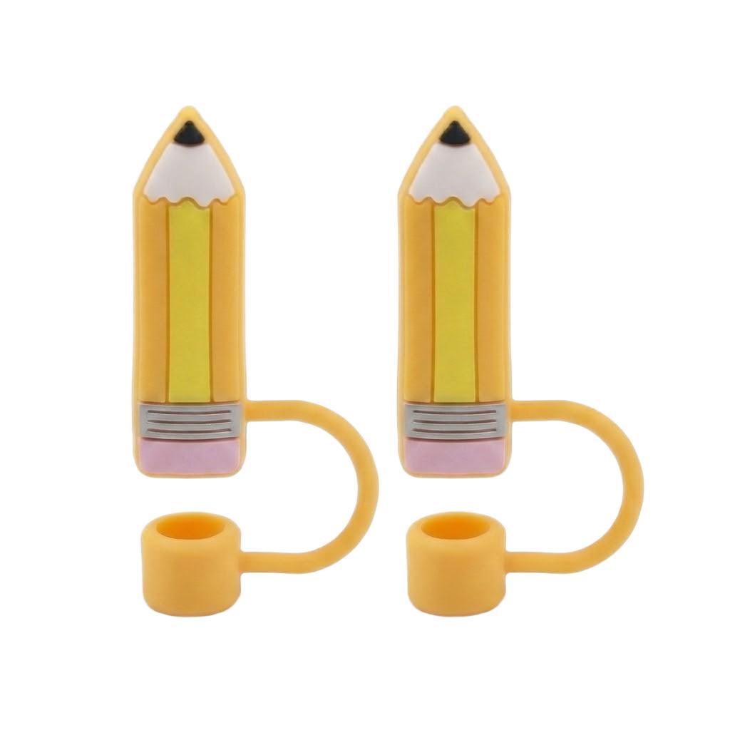 Anna-Kaci Silicone Straw Cover Caps 2 Pack Reusable Dust Proof Cute Drink Straw Toppers