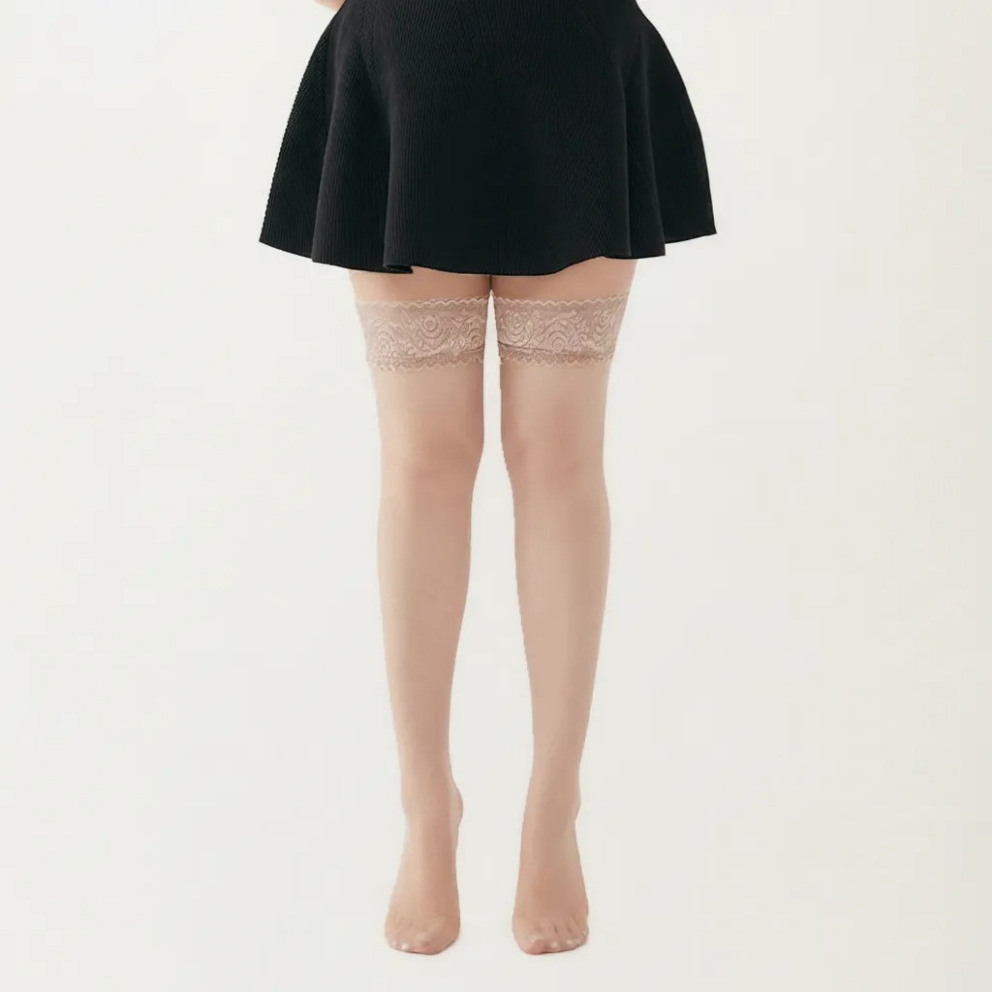 Anna-Kaci Women's Lace Top Thigh High Stockings with Stretch Fit and Smooth Sheer Finish