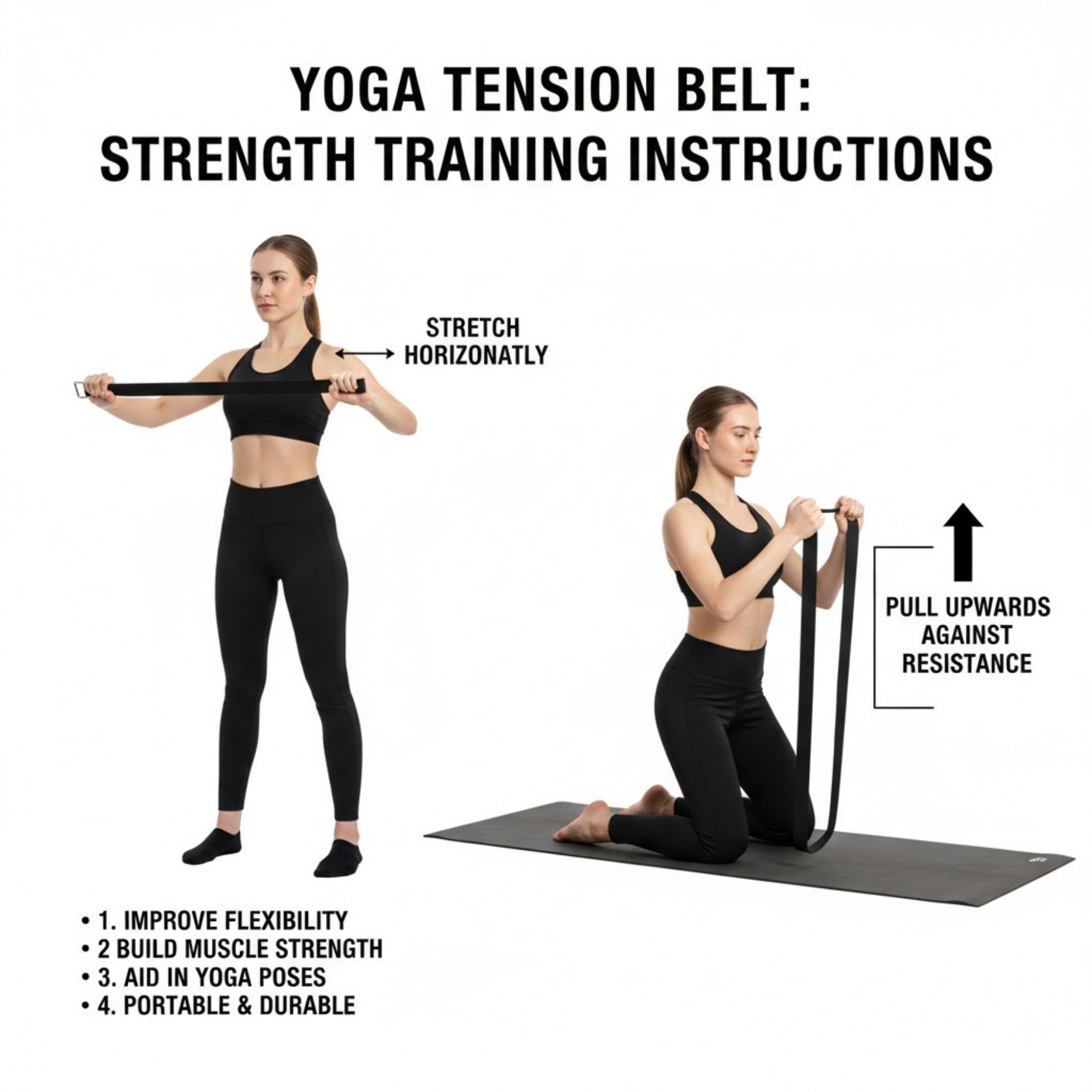 Anna-Kaci Yoga Stretch Strap 2 Pack Non Elastic Poly Cotton Webbing with Adjustable Metal Buckle for Flexibility Training 71x1in
