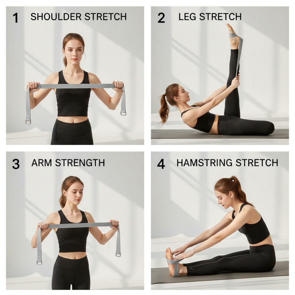 Anna-Kaci Yoga Stretch Strap 2 Pack Non Elastic Poly Cotton Webbing with Adjustable Metal Buckle for Flexibility Training 71x1in