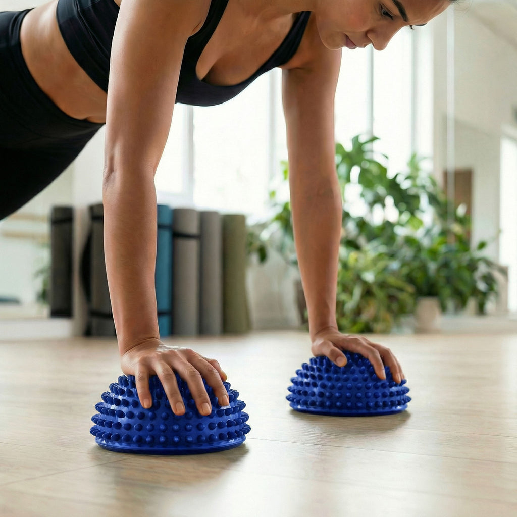Anna-Kaci 2-PC Half Balance Ball Trainer with Textured Grip Surface for Stability Core Strength