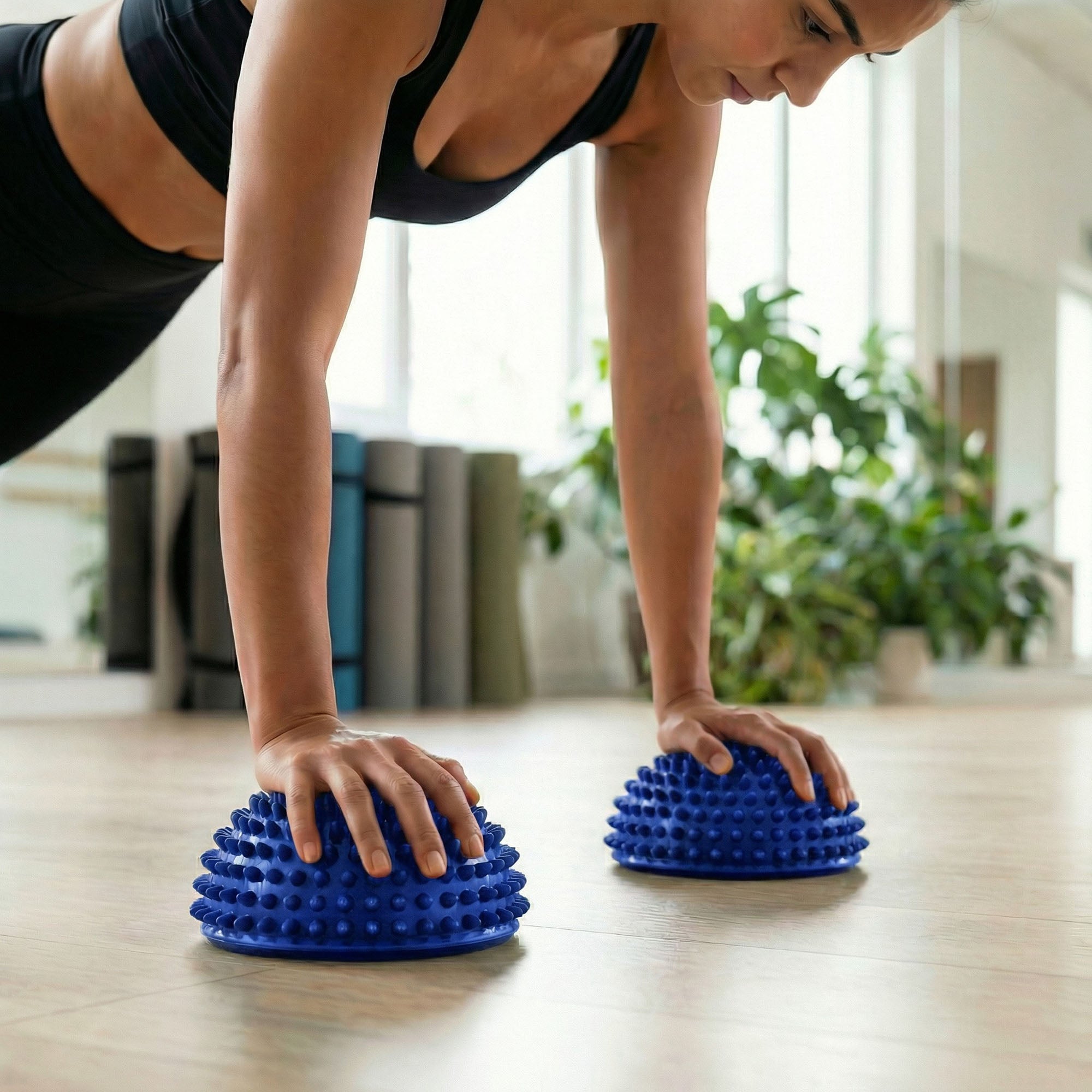 Anna-Kaci 2-PC Half Balance Ball Trainer with Textured Grip Surface for Stability Core Strength