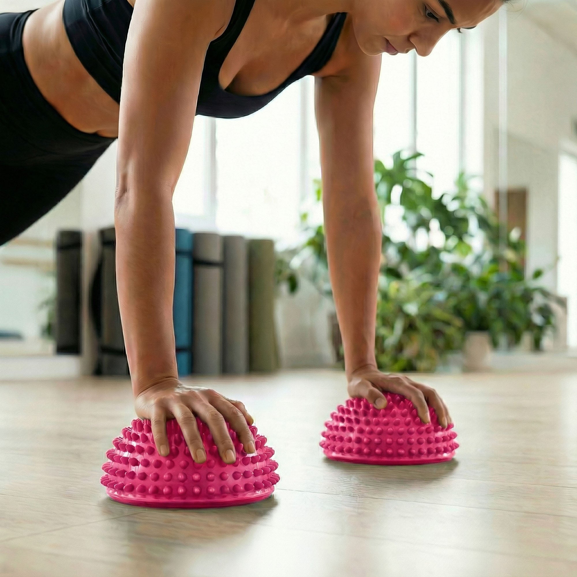Anna-Kaci 2-PC Half Balance Ball Trainer with Textured Grip Surface for Stability Core Strength
