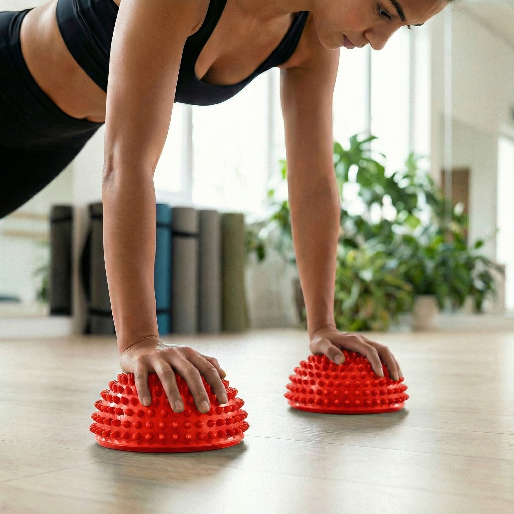 Anna-Kaci 2-PC Half Balance Ball Trainer with Textured Grip Surface for Stability Core Strength