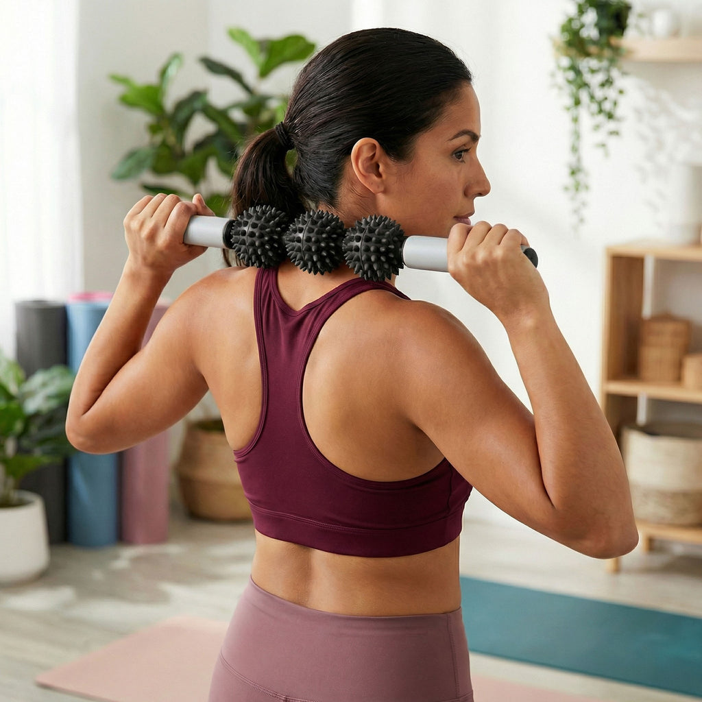 Anna-Kaci 2-PC Handheld Massage Roller with Textured Therapy Balls for Deep Tissue Relief