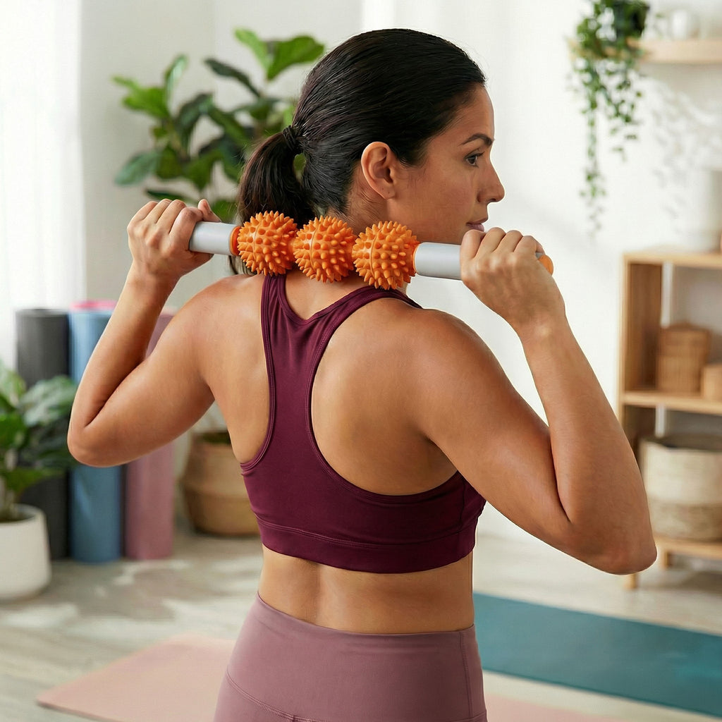 Anna-Kaci 2-PC Handheld Massage Roller with Textured Therapy Balls for Deep Tissue Relief