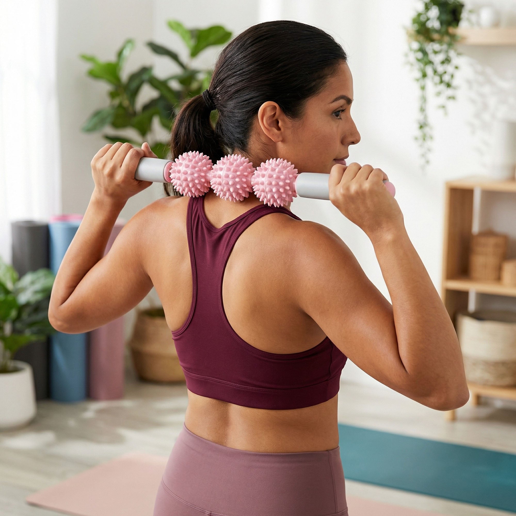 Anna-Kaci 2-PC Handheld Massage Roller with Textured Therapy Balls for Deep Tissue Relief
