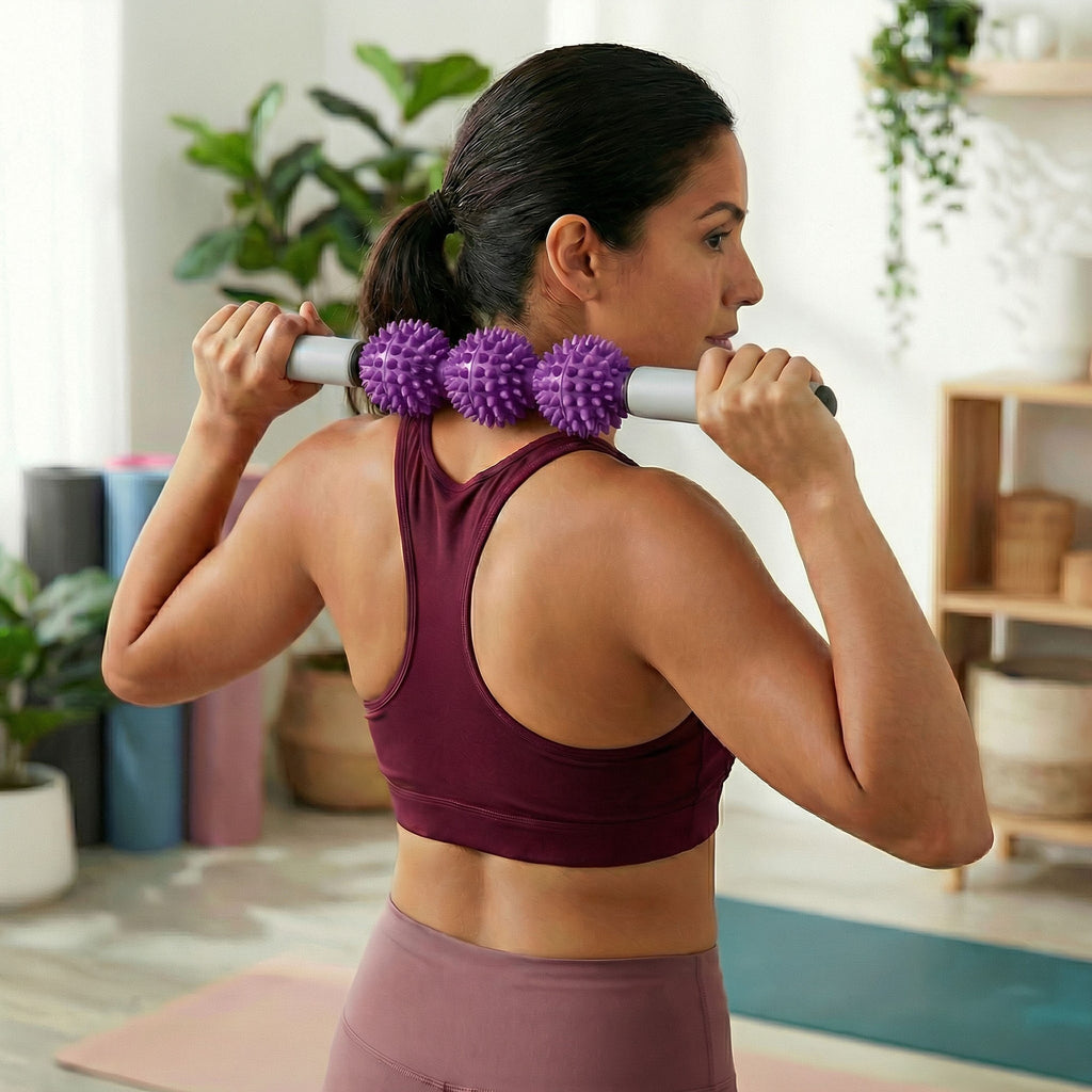 Anna-Kaci 2-PC Handheld Massage Roller with Textured Therapy Balls for Deep Tissue Relief
