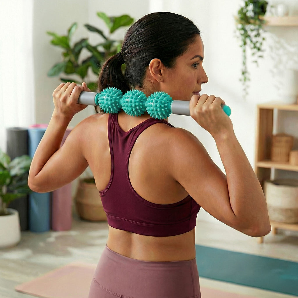 Anna-Kaci 2-PC Handheld Massage Roller with Textured Therapy Balls for Deep Tissue Relief