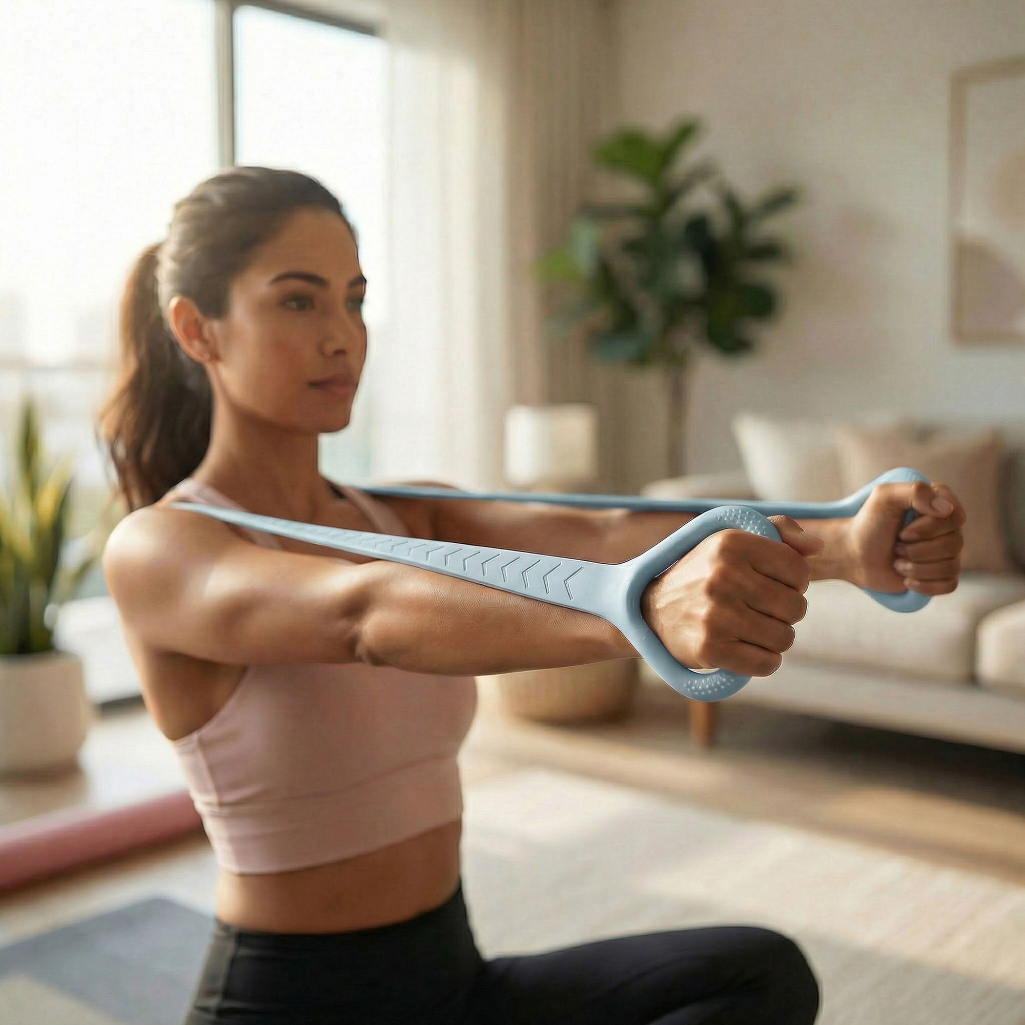 Anna-Kaci 2-PC Resistance Stretch Band with Ergonomic Handles for Upper Body Strength Training